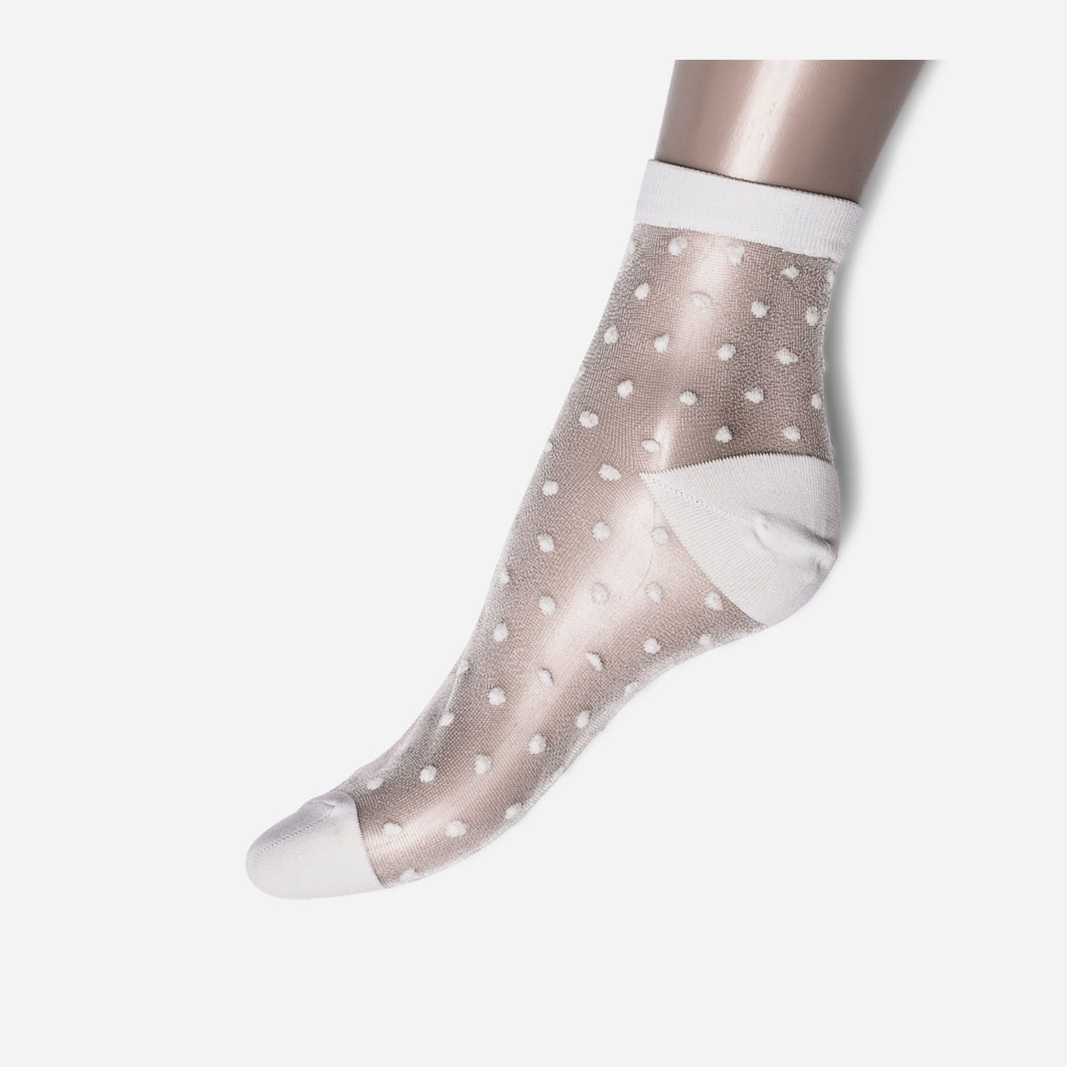 Socquettes en voile brodées pois blancs