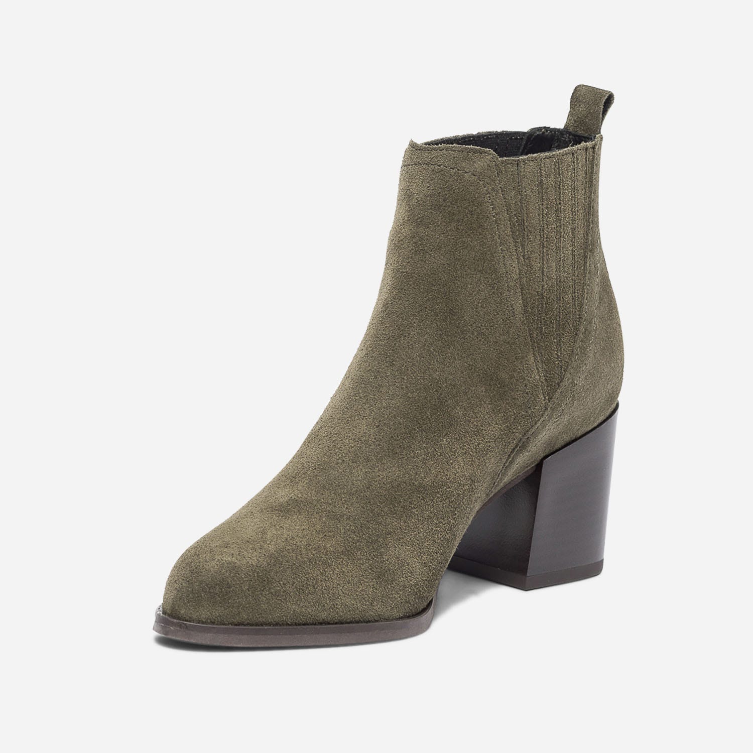 Chelsea boots TEXTO kaki en cuir velours