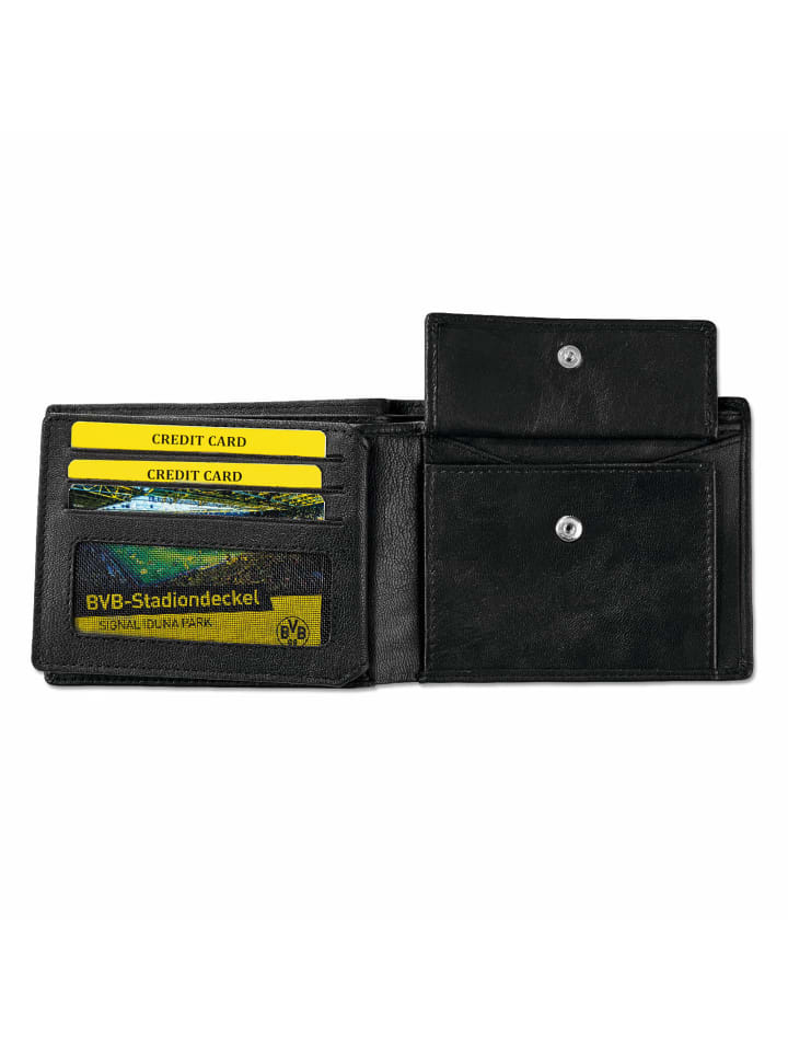 BVB BVB-Ledergeldbörse in schwarz günstig kaufen 15 cm