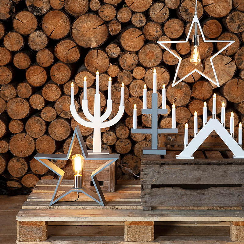 Light IT Adventsstake 7-armet, hvit, Odda