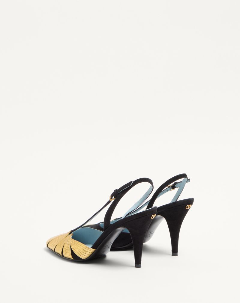 Sapato de salto slingback Foliefoliage em camurça, 90 mm.