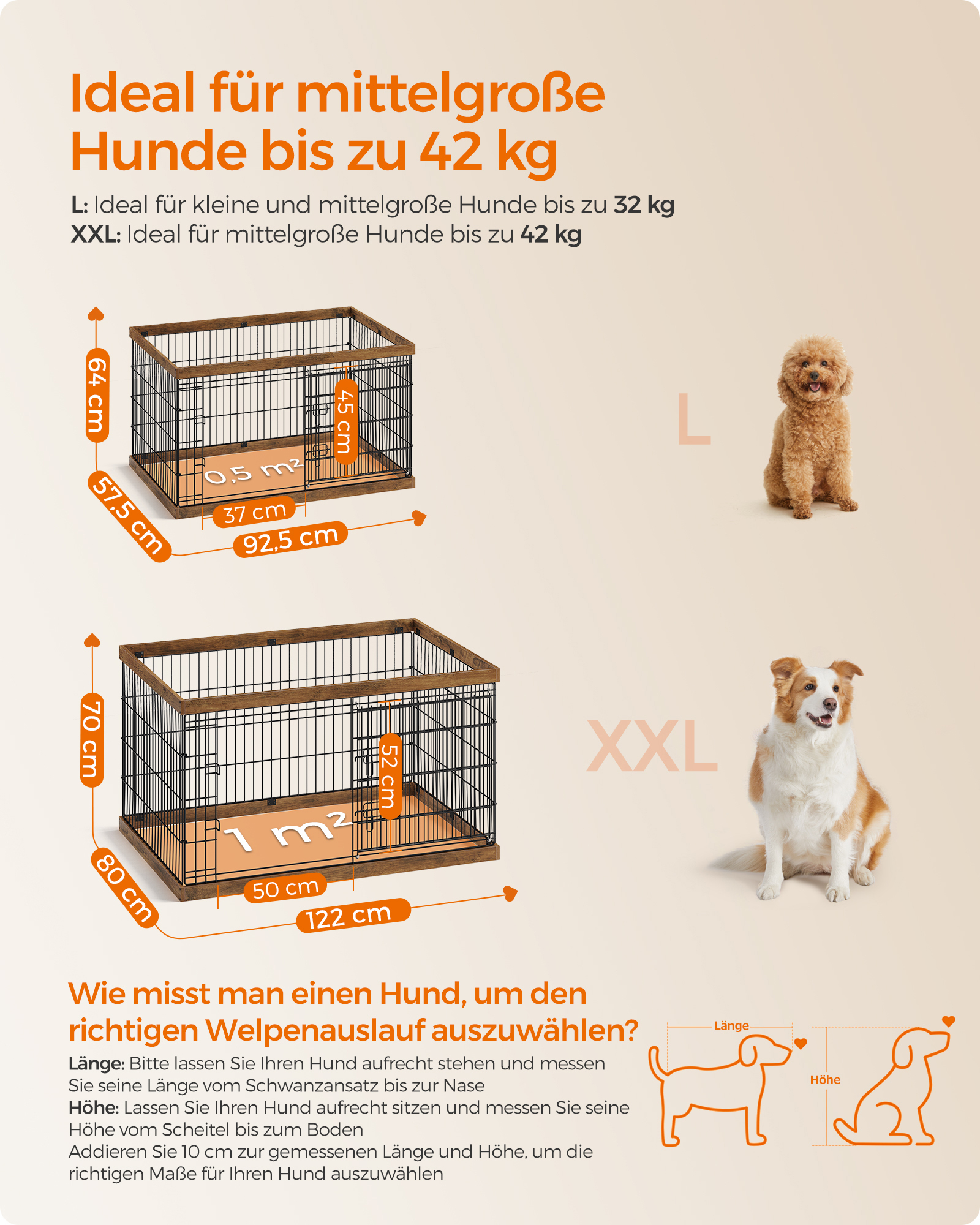 FEANDREA Erziehungshilfen FEANDREA L-XXL Welpenauslauf Stahl-Gitter 1,22 m, 80 cm, 70 cm