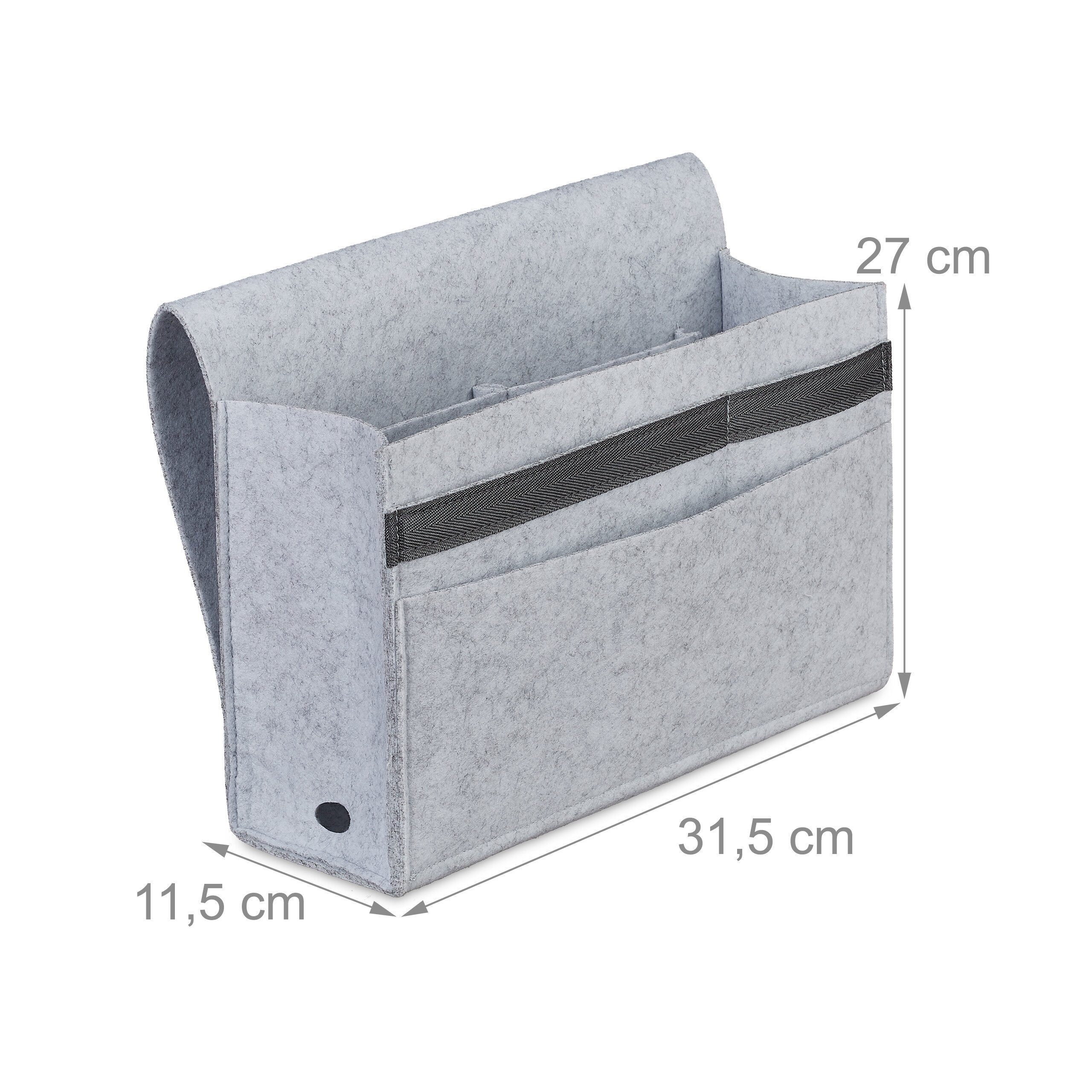 relaxdays Betttasche Betttasche mit Klettverschluss, hellgrau