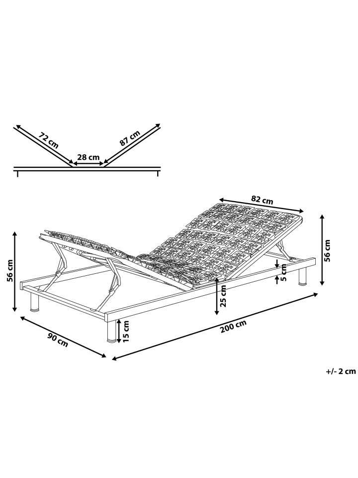 Beliani Manuell Verstellbarer Lattenrost STAR in Grau - (W) 90 x (H) 25 x (L) 200 cm günstig kaufen onesize