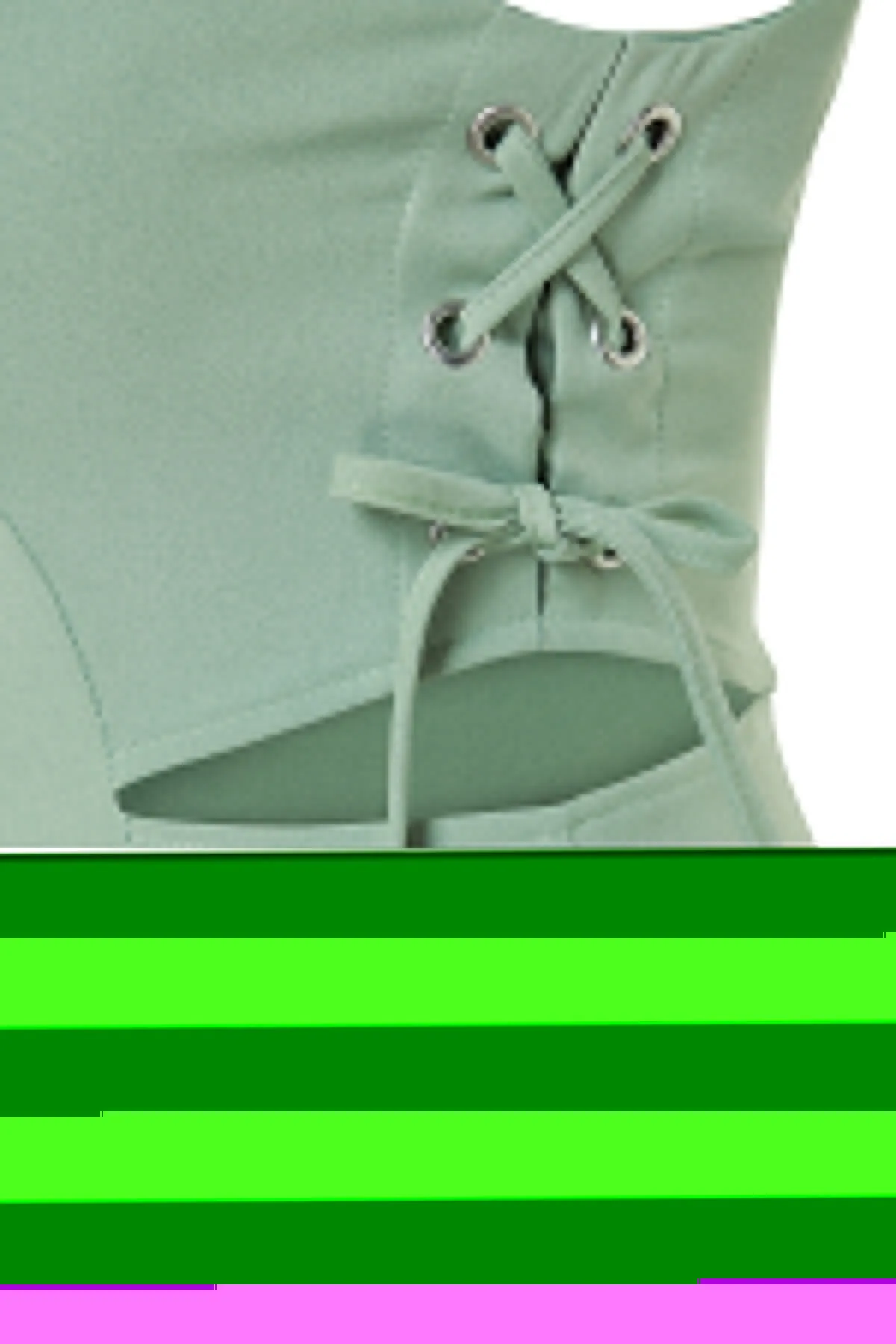 Trendyol Collection  Mintgrünes, detailliertes, ärmelloses, figurbetontes Midi-Webkleid mit Ausschnitten TWOSS23EL02043
