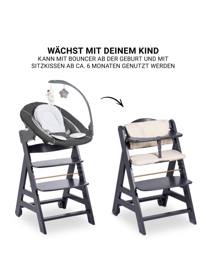 Hauck Beta Plus Dark Grey 5-tlg. Newborn Set - Hochstuhl in grau günstig kaufen onesize