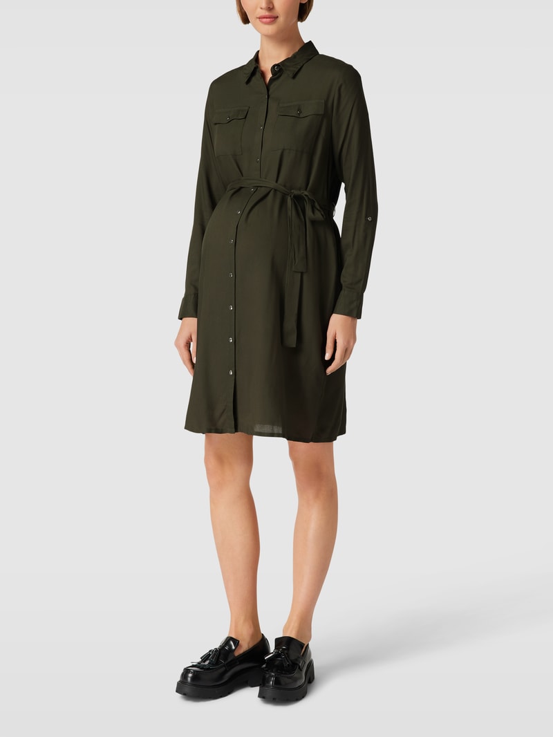 Knielanges Kleid mit Taillengürtel Modell 'LIA' in khaki