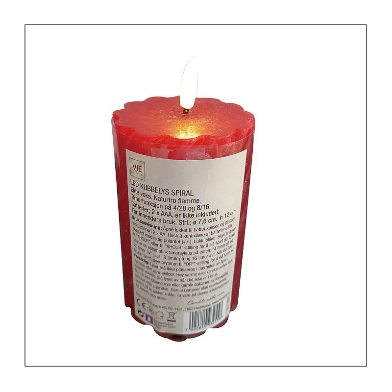 Vie Selected Kubbelys 12 cm ø 7,6 cm LED timer spiral rød
