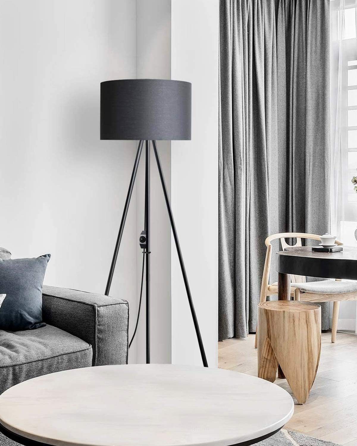 Tomons LED Stehlampe Dimmbar, Stehleuchte mit Dreibeinstativ aus Metall, LED fest integriert