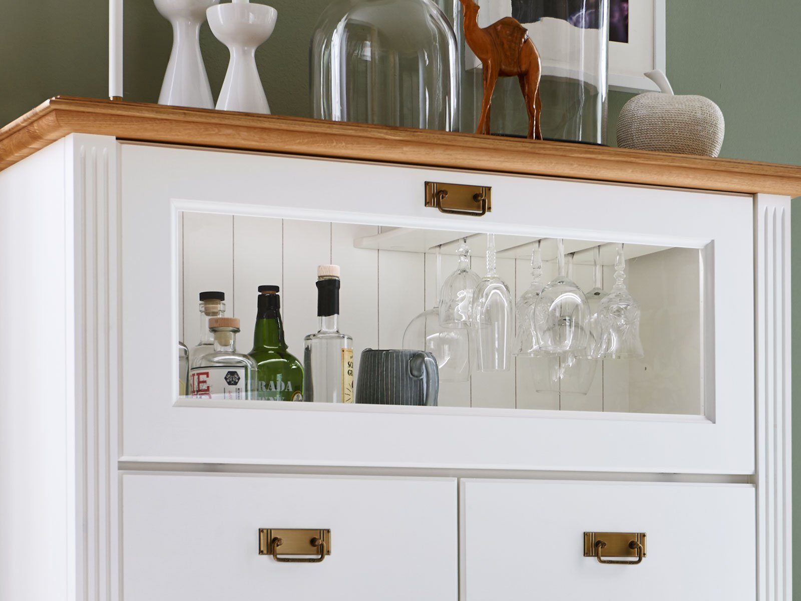 Casamia Barschrank Barschrank Novara 3-trg 1 Klappe 2 Schub. Pinie Nordica weiß Wildeiche
