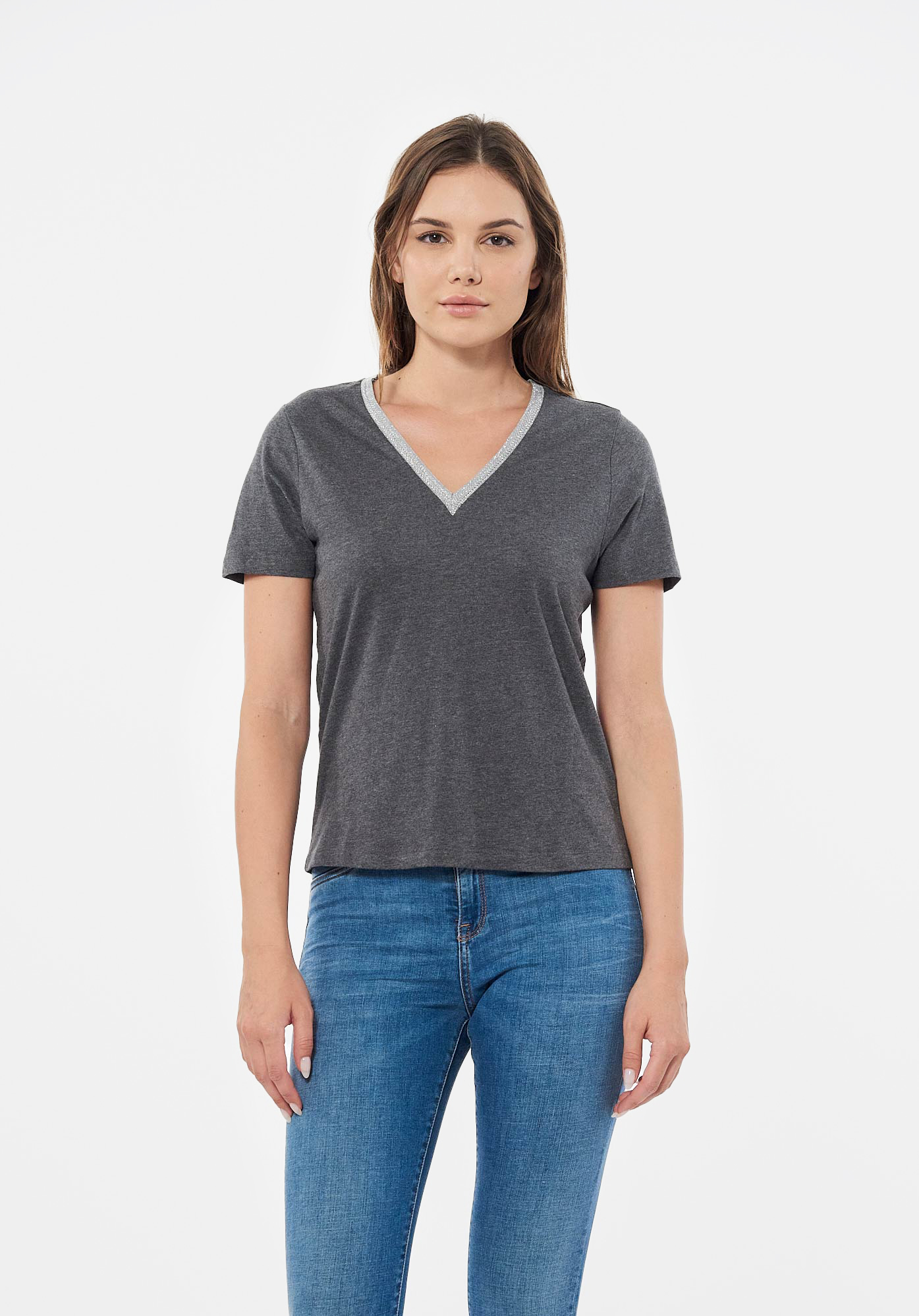FINE   T-shirt gris Femme