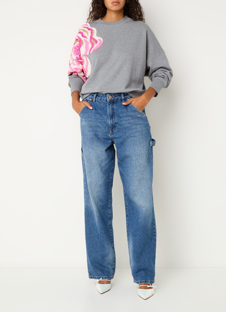 Jeans Essentiel Antwerp Grimas a vita alta, vestibilità ampia, finitura slavata