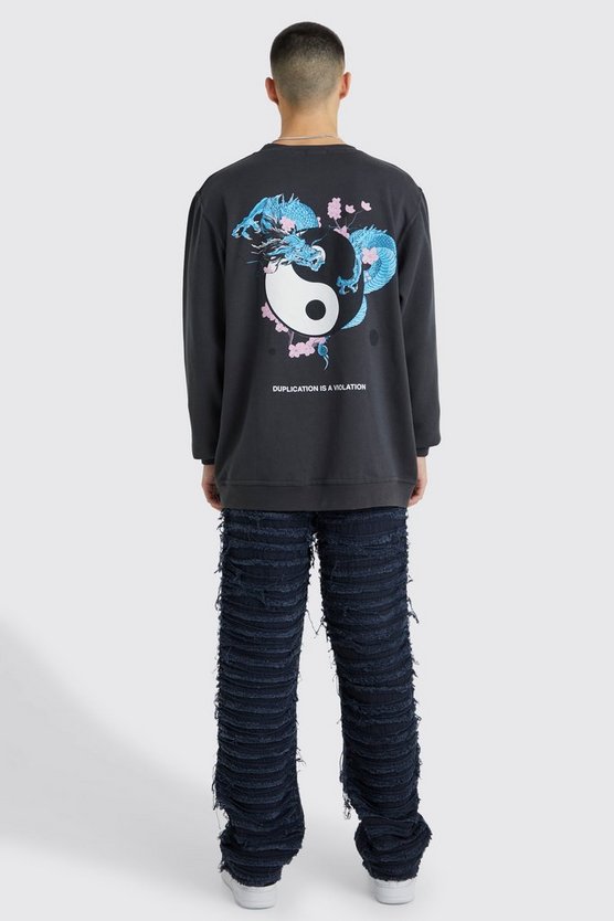 Oversize Sweatshirt mit Oriental Print
