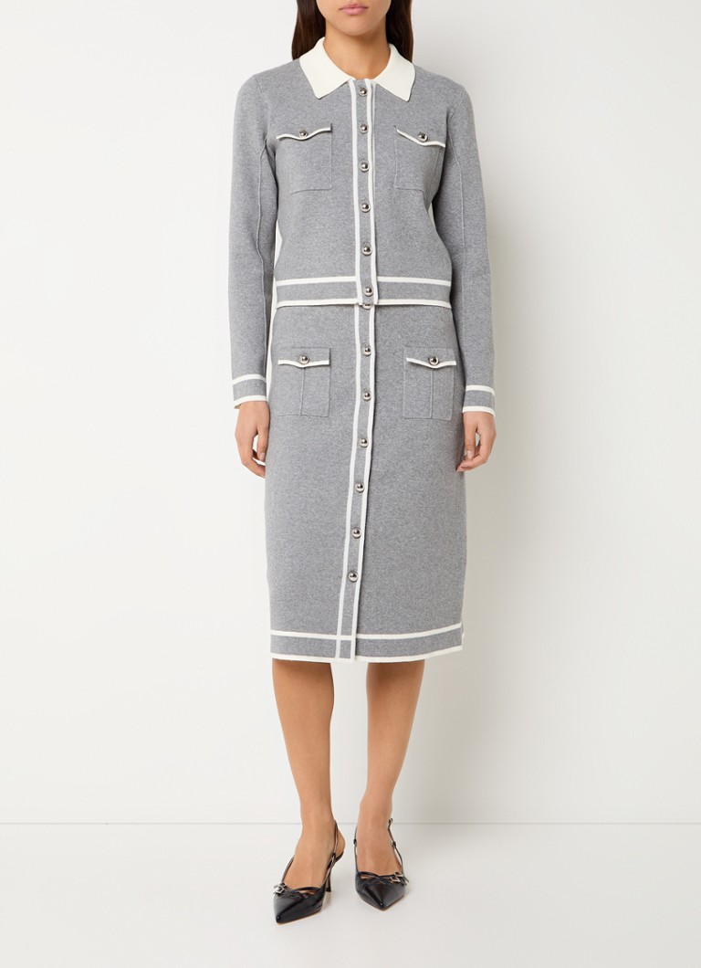 Claudie Pierlot Feinstrick-Midirock mit aufgesetzten Taschen und Melange-Design