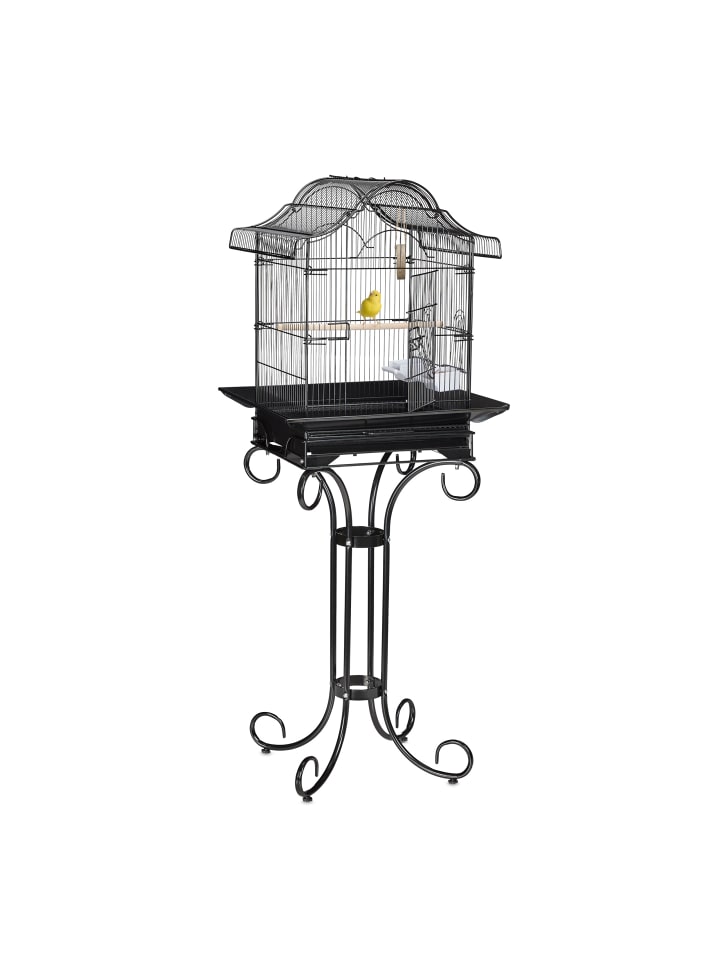 relaxdays Vogelkäfig in Schwarz - (B)55 x (H)146,5 x (T)50 cm günstig kaufen onesize