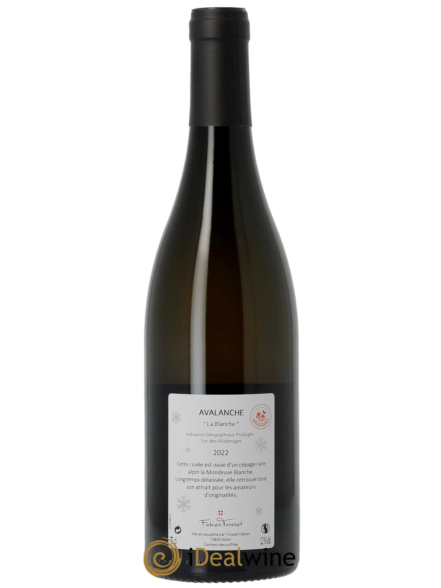 Vin de Savoie Avalanche La Blanche Fabien Trosset  2022 - Lot de 1 Bouteille