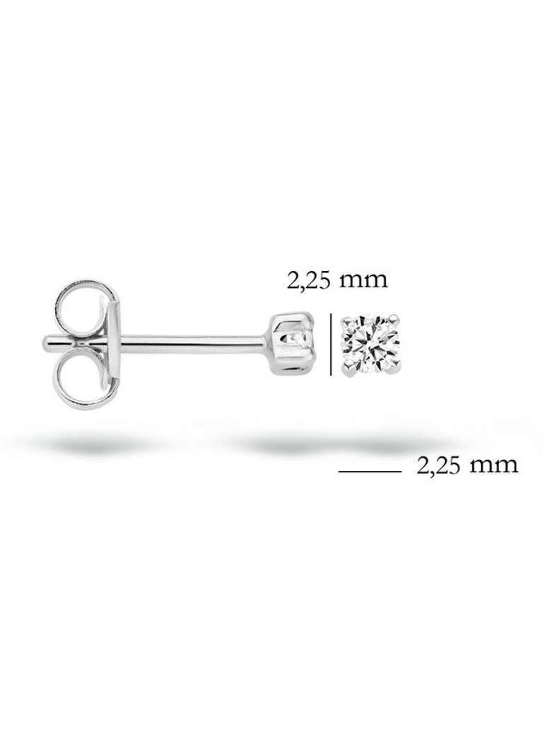 Orecchini a lobo in oro bianco 14 carati con finitura rosa cipria e zirconi cubici 7138WZI