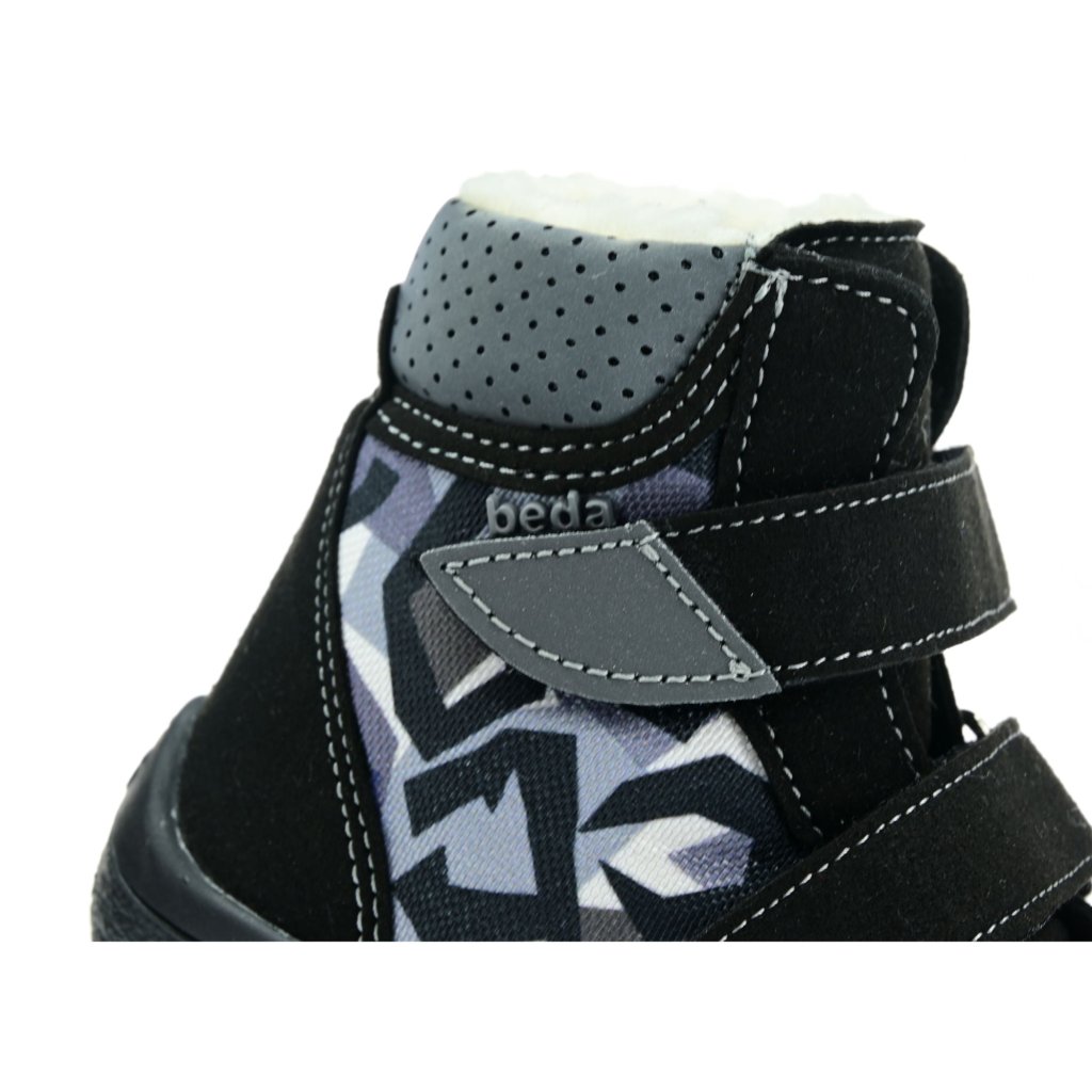 Beda Black Moon mit Membran (BF 0004/W/MK/NL) schwarze Winter-Barfußstiefeletten