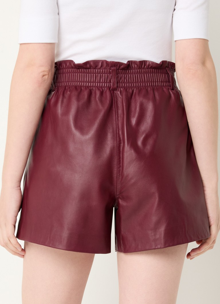 ba&sh Aglae high waist wide fit shorts made of lambskin