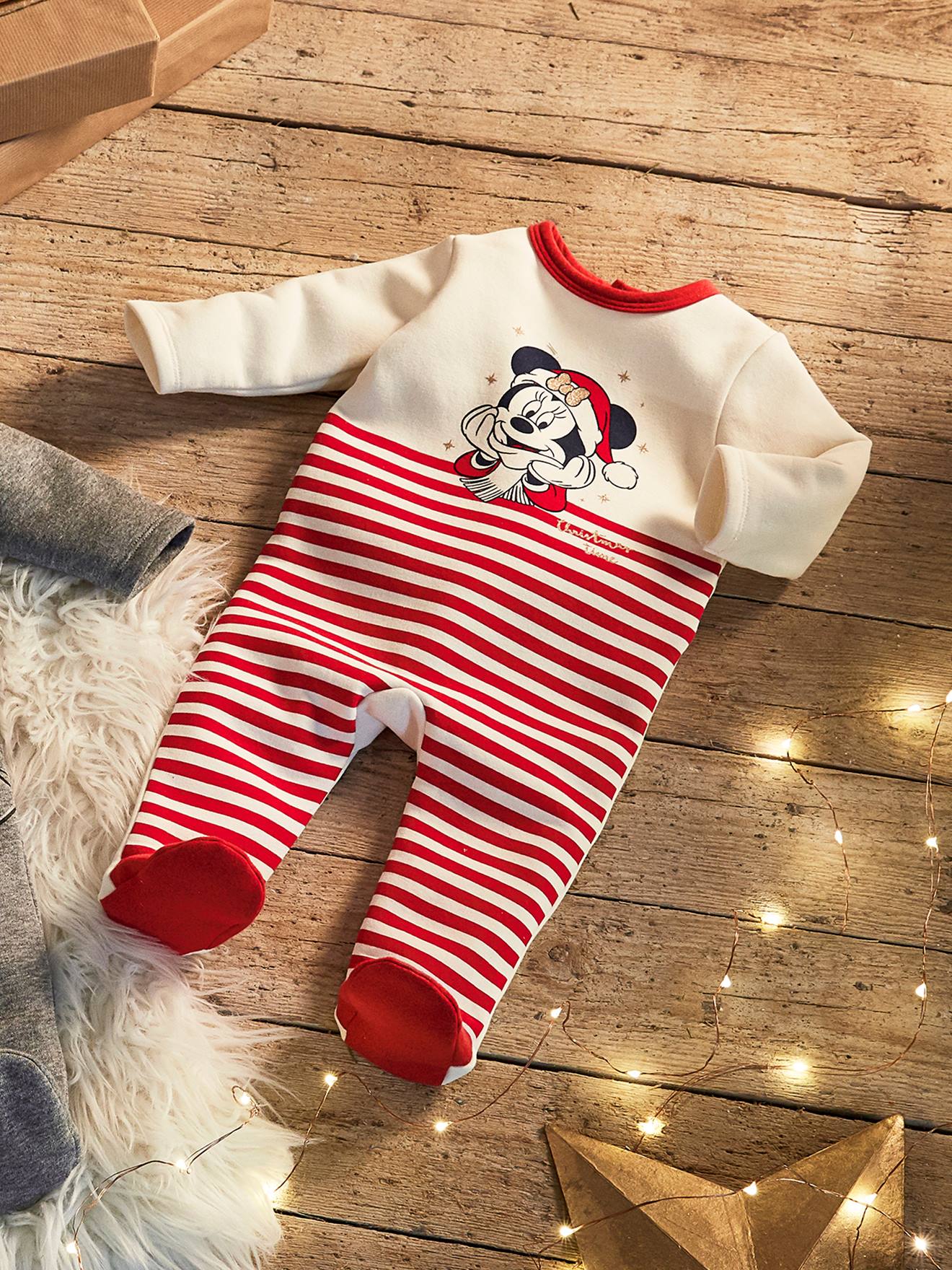 Pyjama noël bébé fille DS® Minnie blanc / rouge