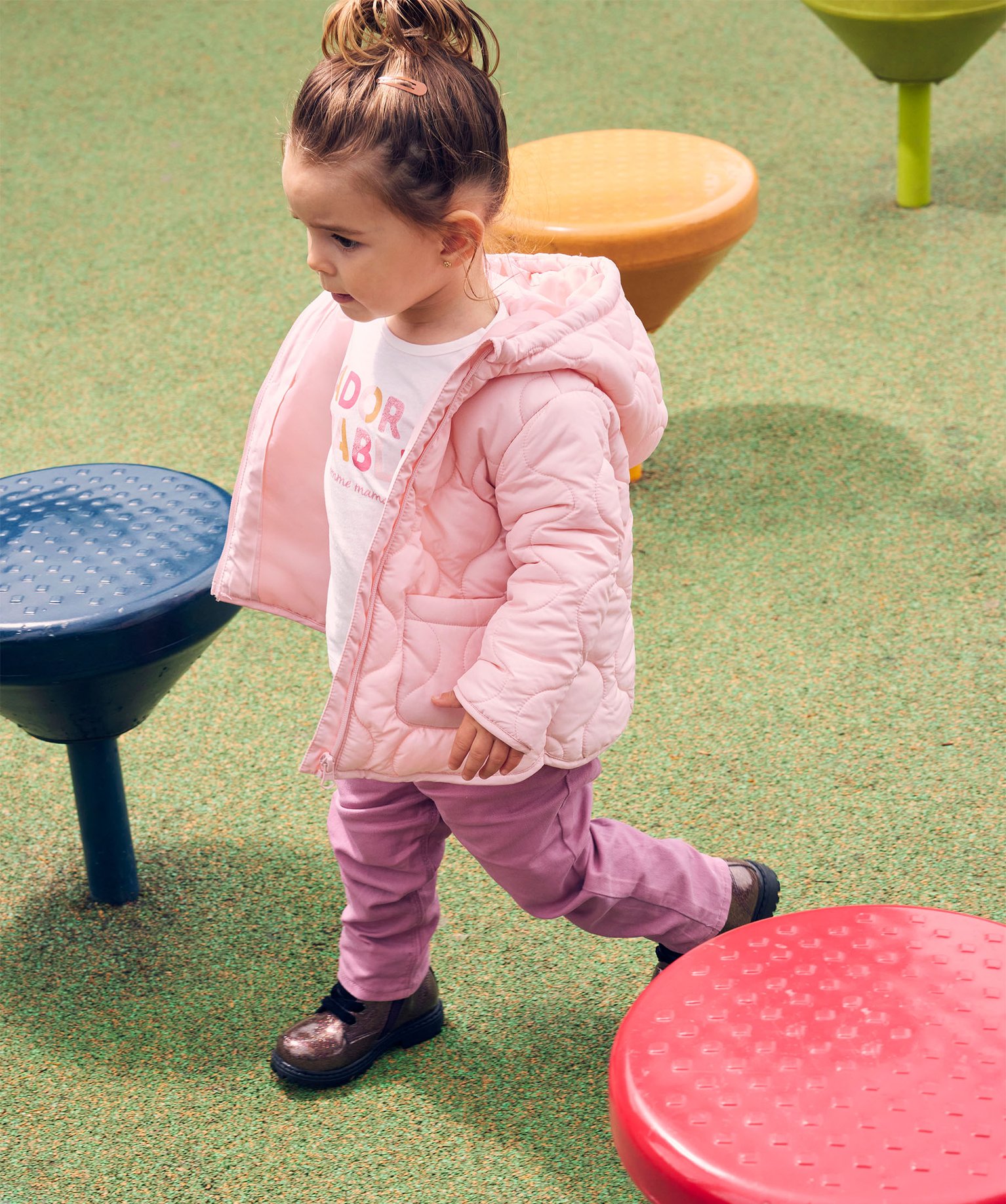 Blouson bébé fille matelassé à capuche rose | GEMO