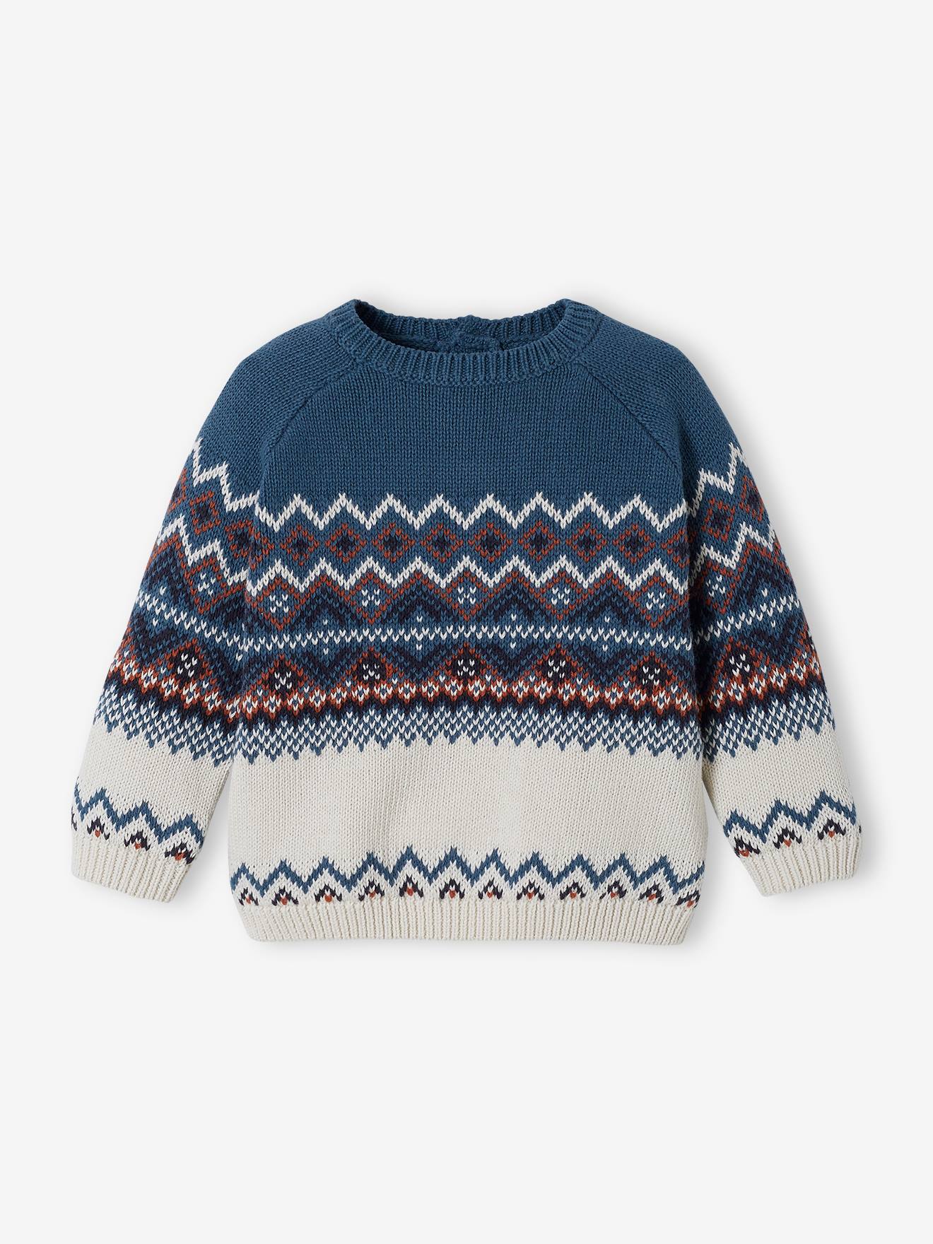 Pull jacquard bébé cannelle