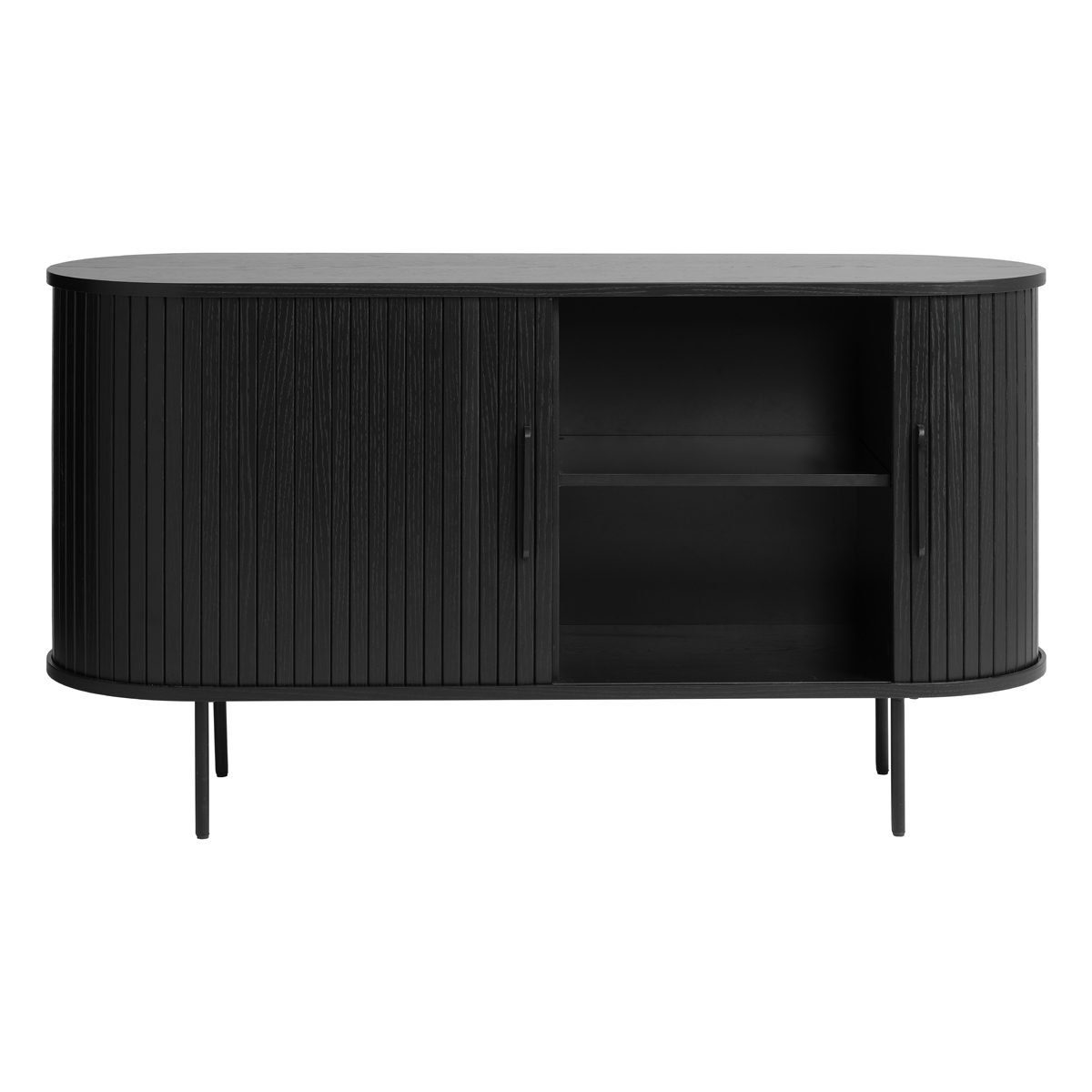 Trendstore Sideboard Uriel, modernes Sideboard, Schiebetüren in Lamellenoptik, moderner Retrolook
