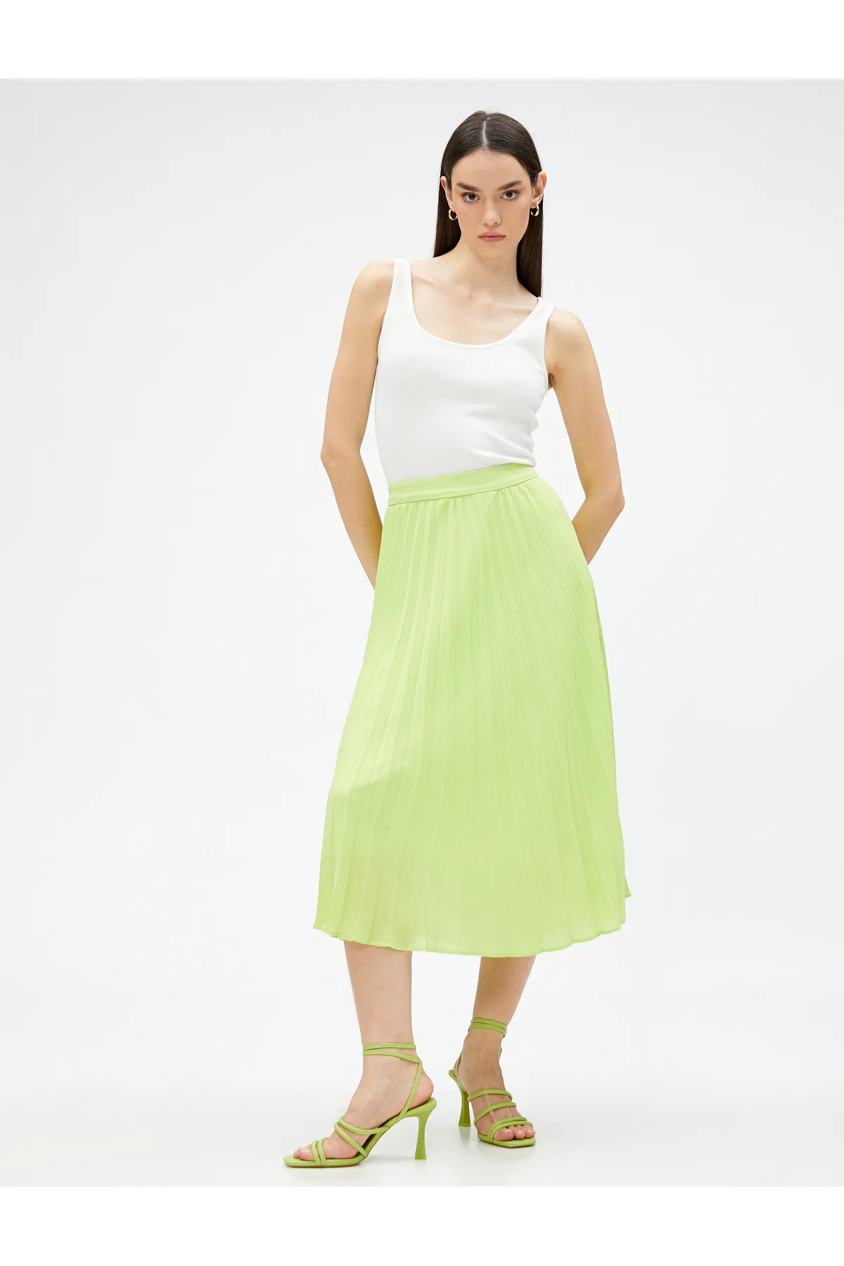 Koton  Faltenrock in Midi-Länge aus Chiffon mit elastischem Bund