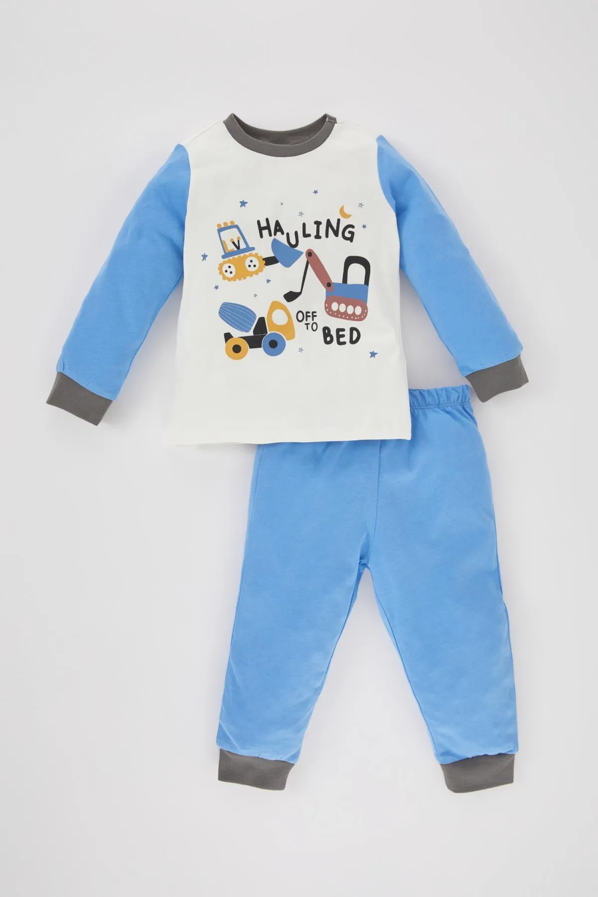 DeFacto  Langärmliges Pyjama-Set aus gekämmter Baumwolle mit Fahrzeug-Aufdruck für Babys