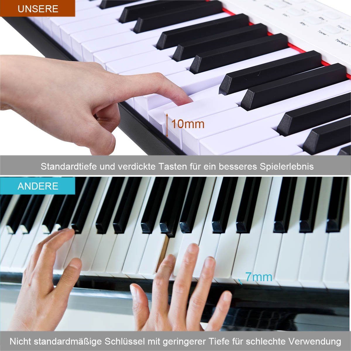 COSTWAY Home Keyboard 61 Tastatur, mit 128 Rhythmen / 128 Töne/ Bluetooth