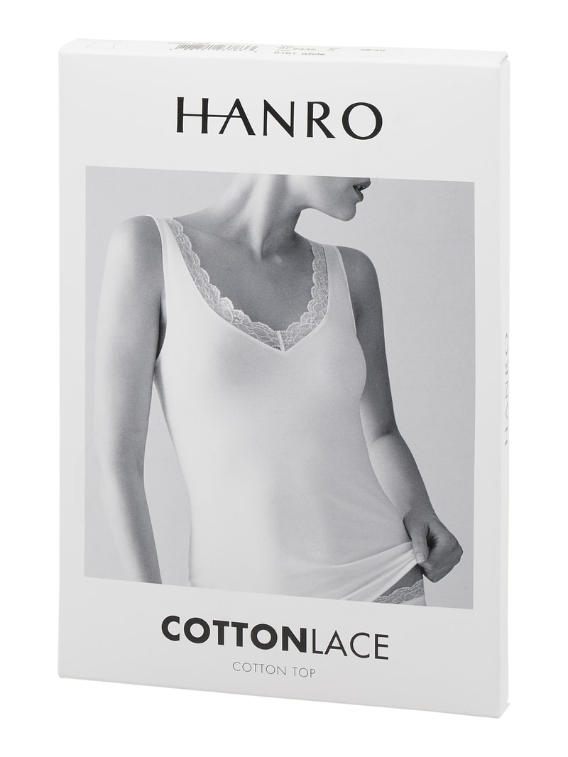 Unterhemd mit Spitze Modell 'Cotton Lace' in weiß