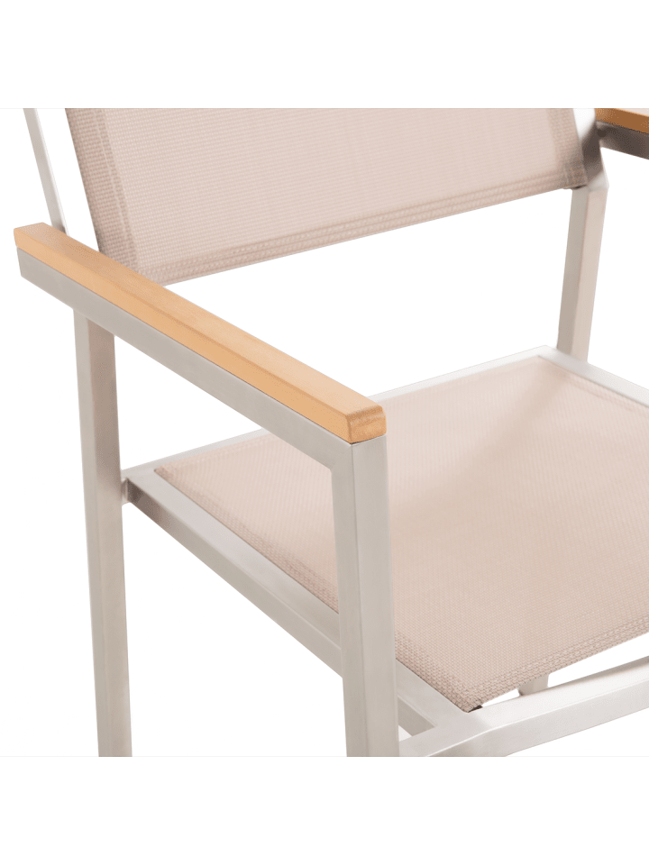 Beliani 7-tlg Gartentisch Set GROSSETO in Heller Holzfarbton/Beige/Silber günstig kaufen onesize