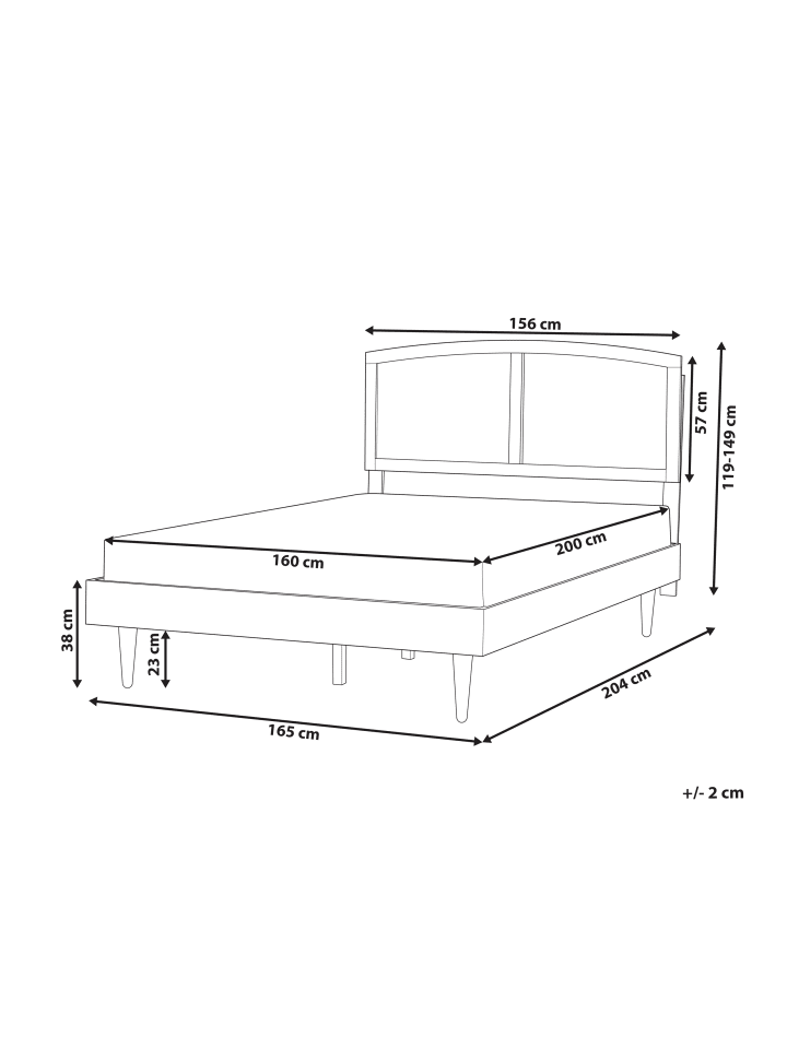 Beliani Doppelbett VARZY in Schwarz/Heller Holzfarbton - (W) 165 x (H) 149 x (L) 204 cm günstig kaufen onesize