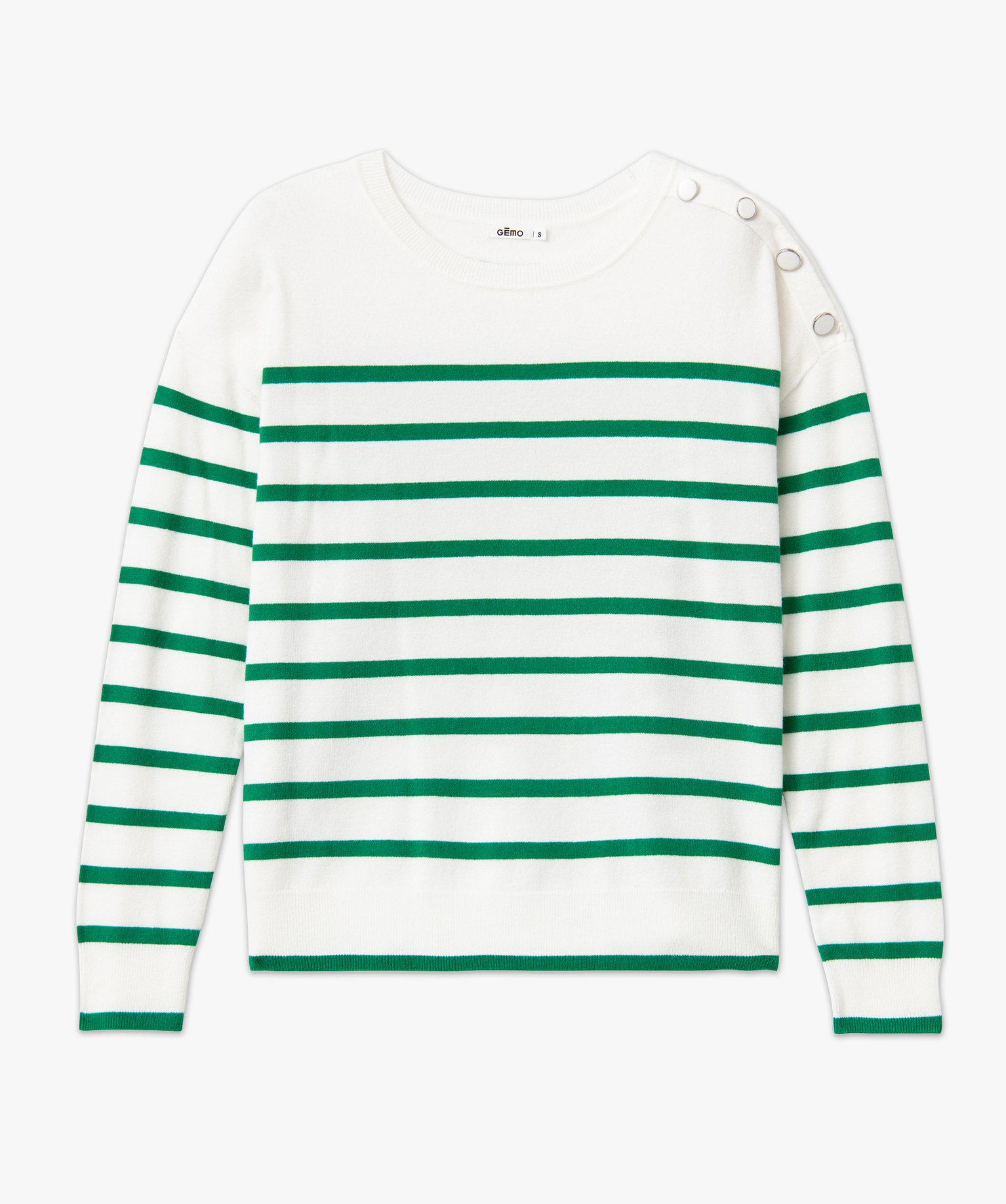Pull rayé en maille fine avec col rond femme raye | GEMO