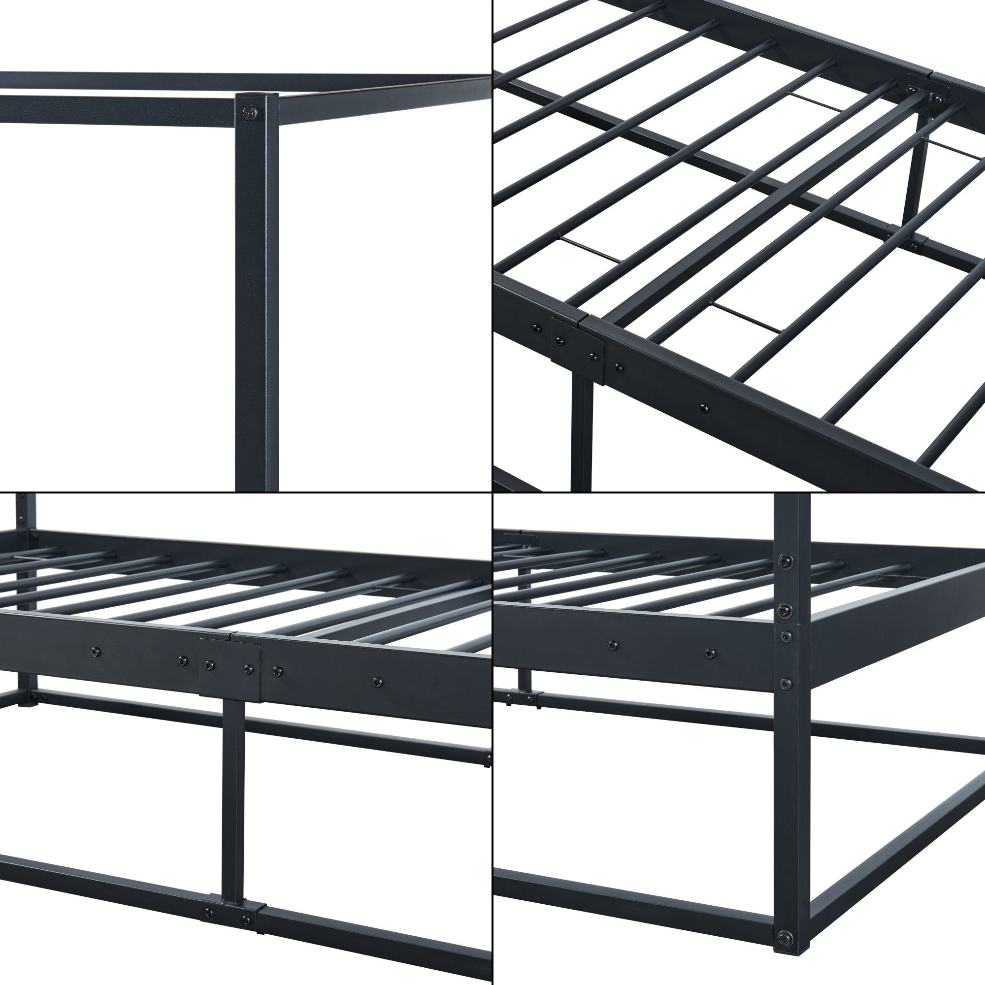 en.casa Himmelbett, Kristianstad mit Matratze Metall Schwarz 90 x 200 cm