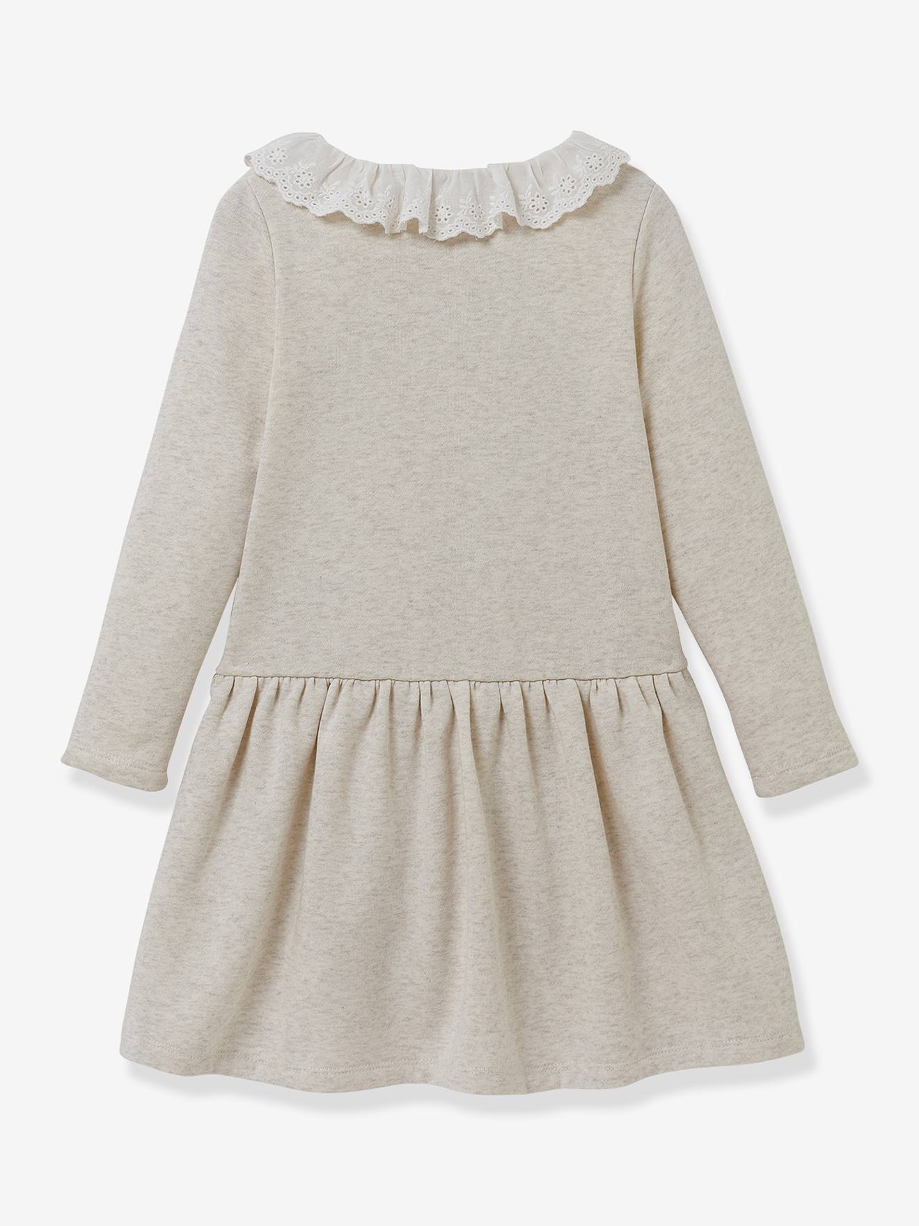 Robe en molleton fille CYRILLUS beige chiné