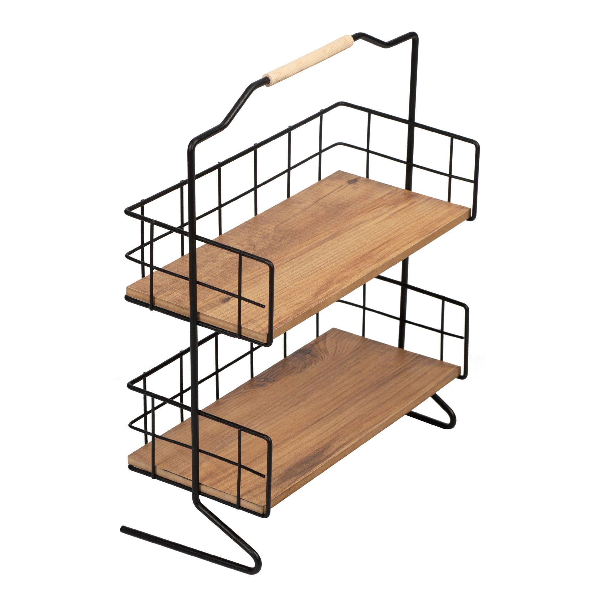en.casa Badregal, Sallingsund Tischregal mit 2 Ablageflächen 41,5x32x15cm Schwarz/Holz