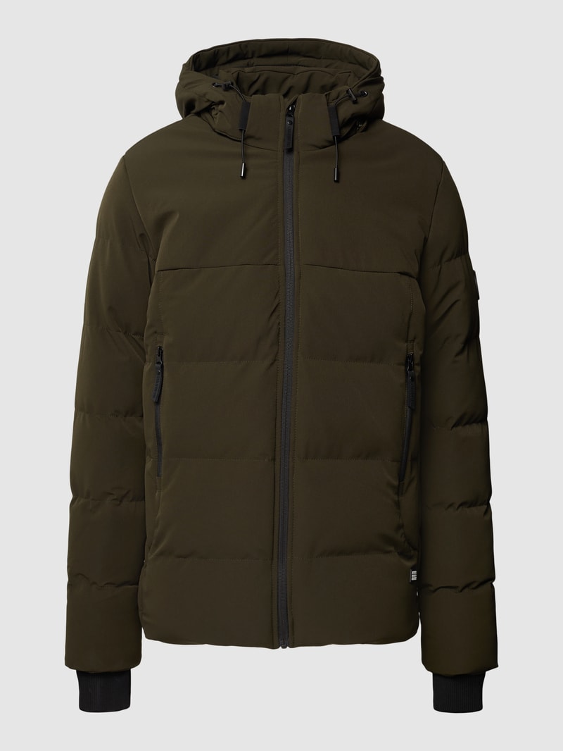 Steppjacke mit Label-Patch Modell 'Eltham' in olivgrün