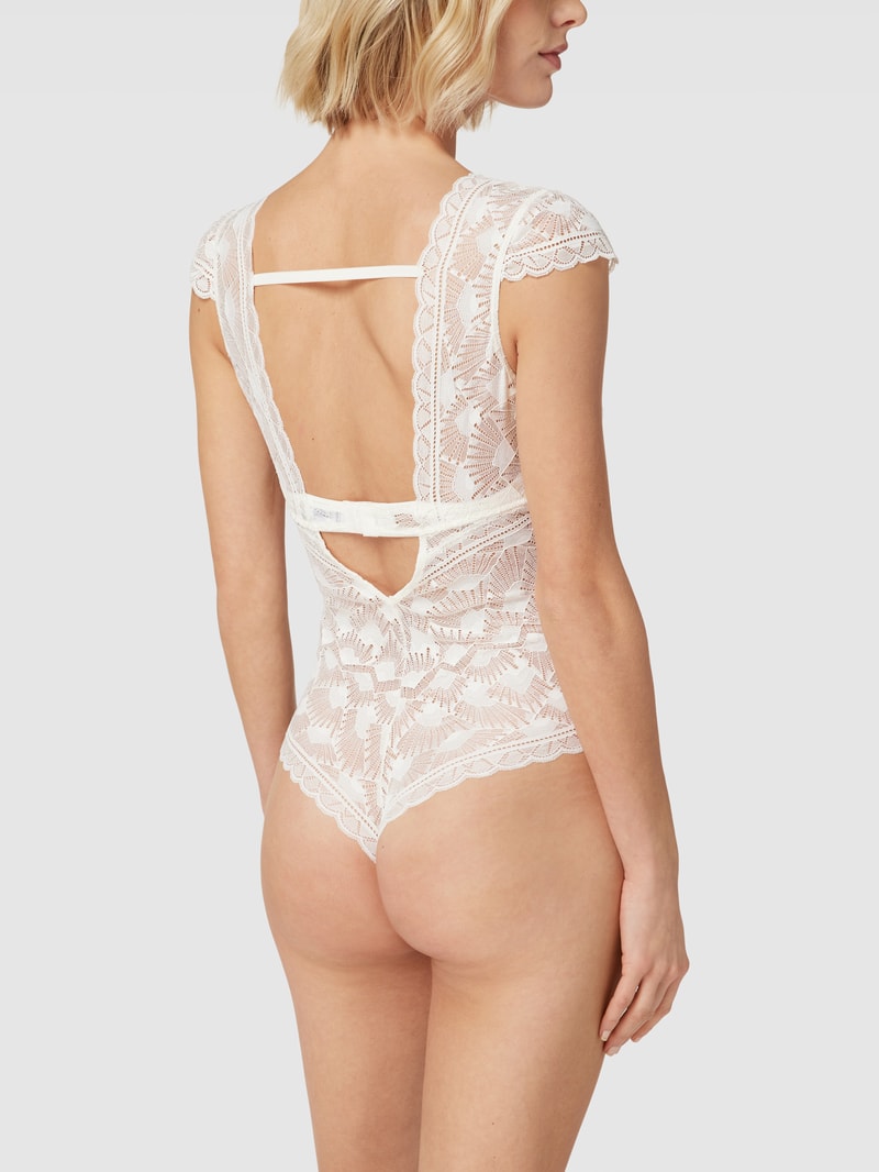 Body mit Spitzenbesatz Modell 'Adele' in offwhite