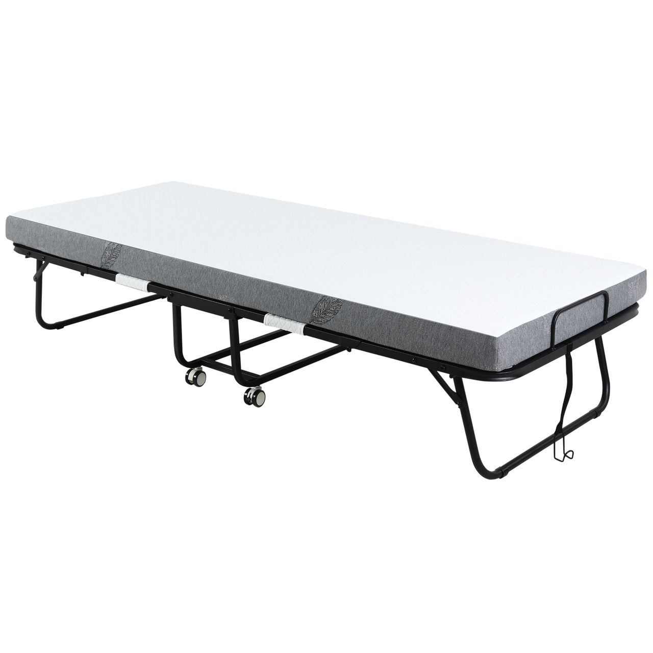 HOMCOM Gästebett 2-in-1 Klappbett mit Rollen klappbar Stahl Schaumstoff