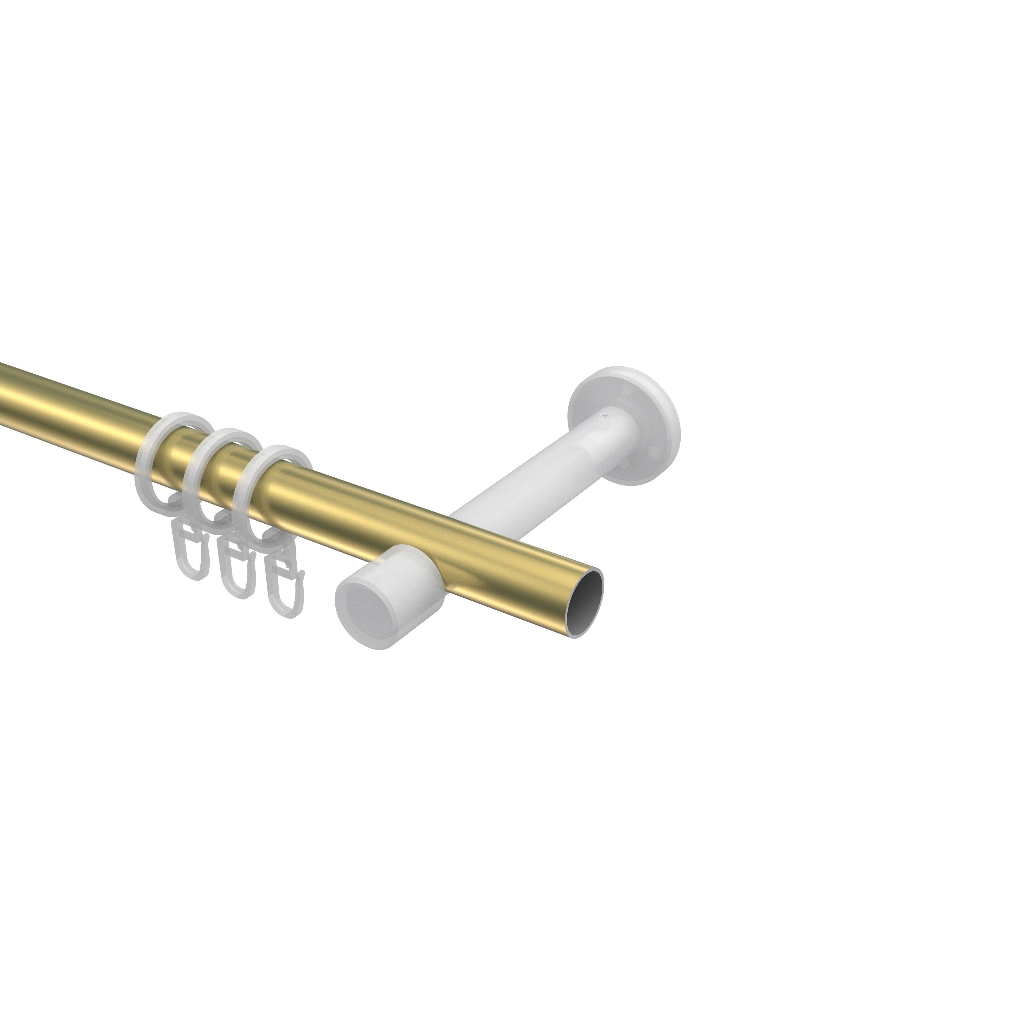 Gardinenstange Prestige Santo, INTERDECO, Ø 20 mm, 1-läufig, Wandmontage, Deckenmontage, Messing-Optik