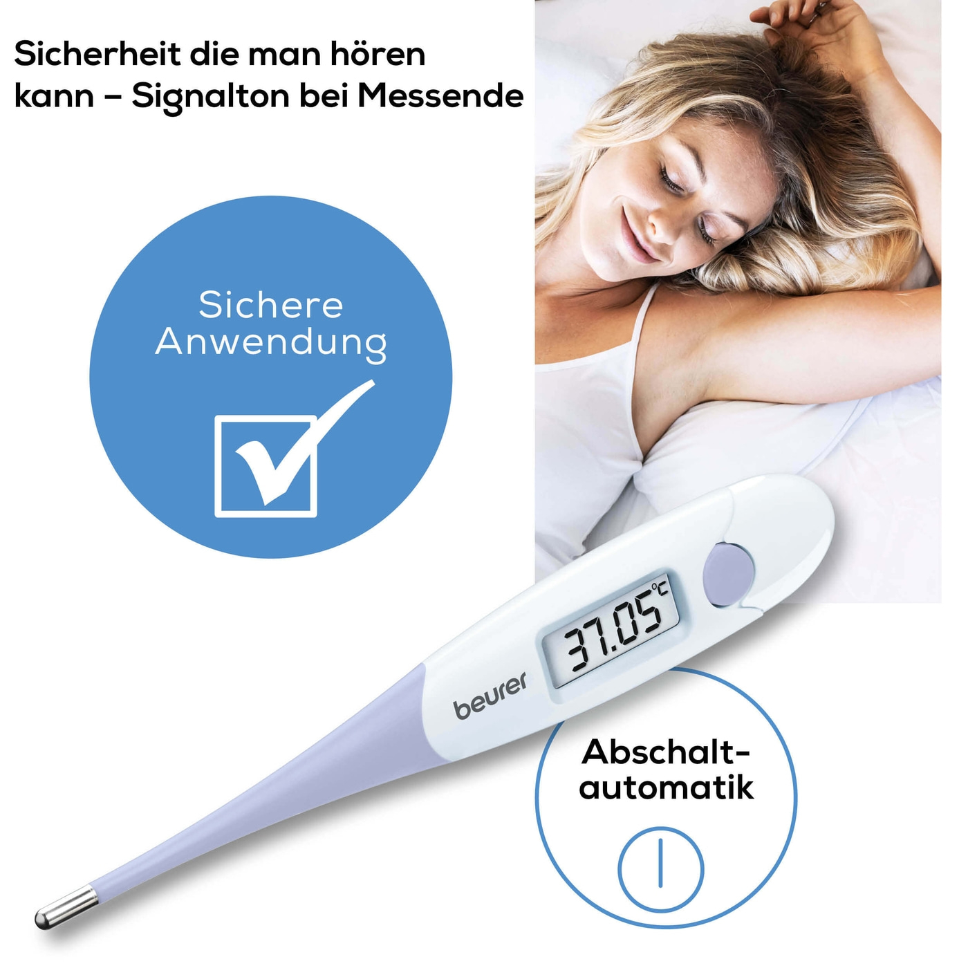 Beurer Basalthermometer OT 20-Basalthermometer für Schwangerschaft oder Zyklustracking - kompatibel mit „Ovy“ App