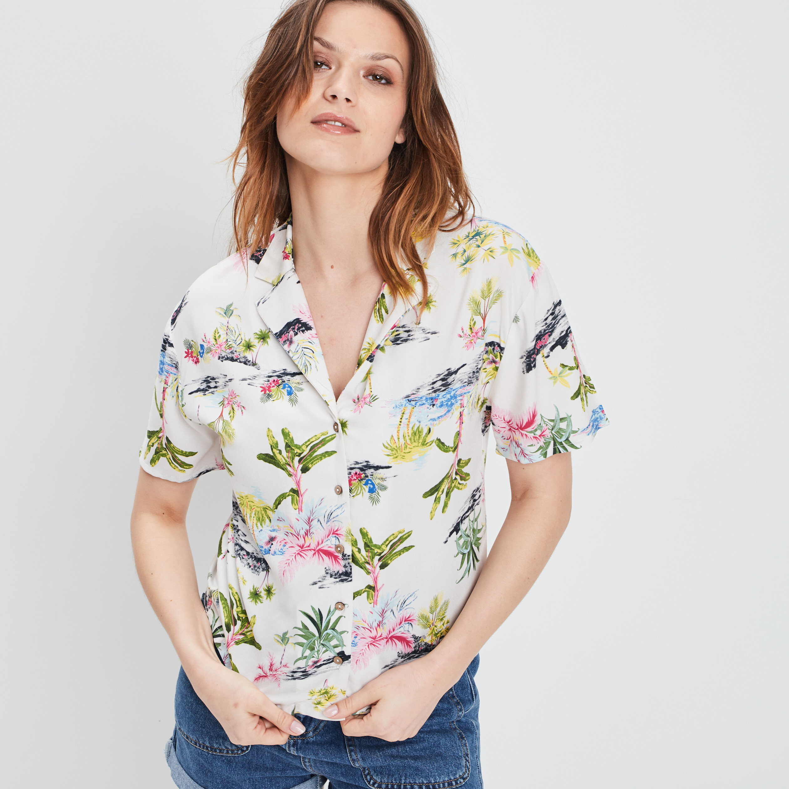 Chemise manches courtes ecru femme | La Halle