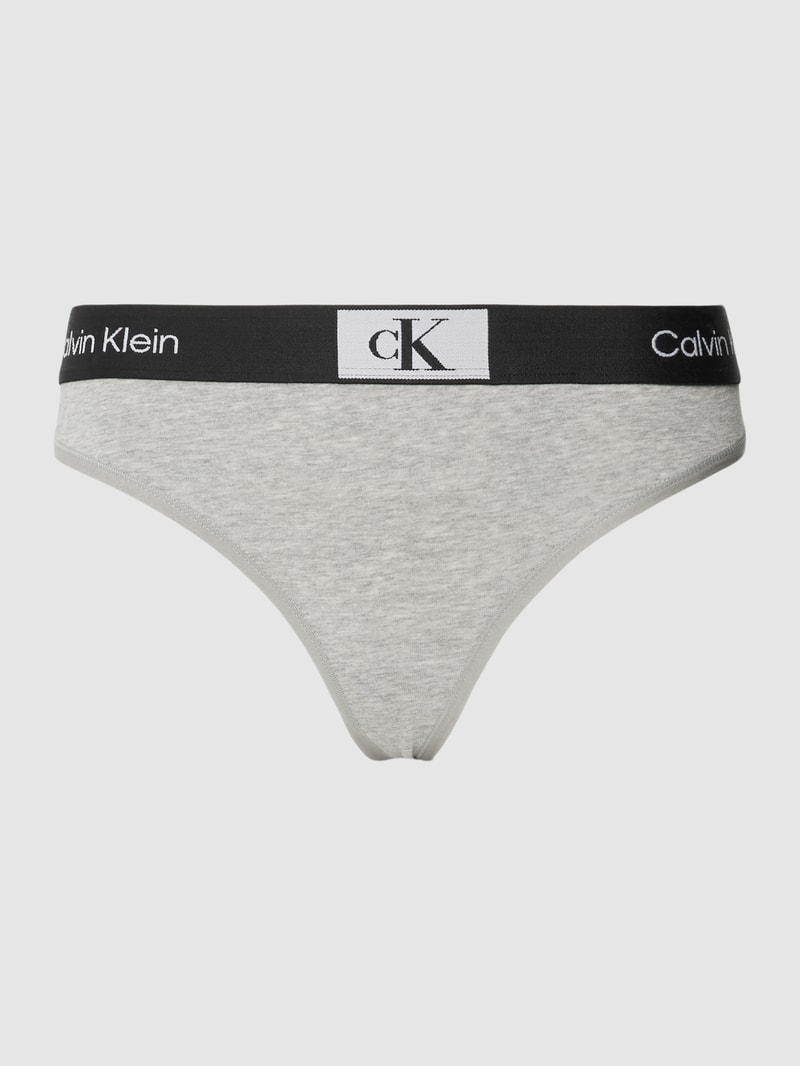 String mit elastischem Logo-Bund Modell 'MODERN THONG' in hellgrau meliert