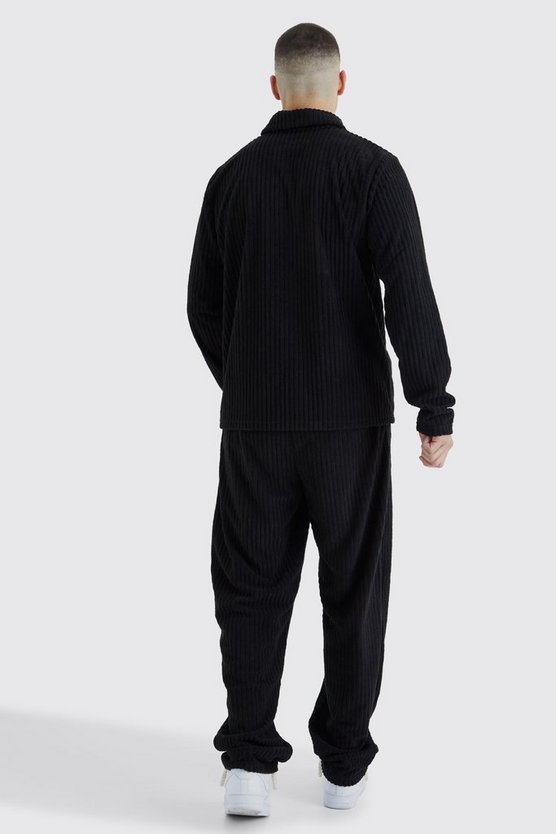 Tall gerippte Harrington-Jacke & Hose