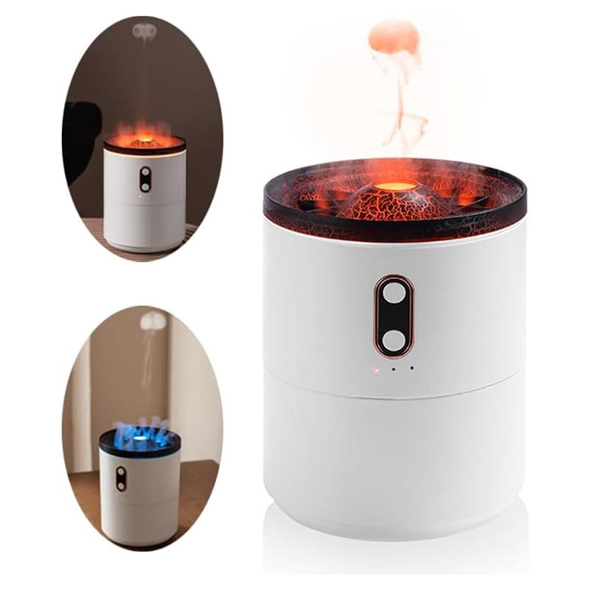 götäzer Luftbefeuchter Vulkan-Luftbefeuchter, Aromatherapie-Diffusor für zu Hause (450 ml), 2 Farben und 2 Nebelmodi, automatische Abschaltung ohne Wasser