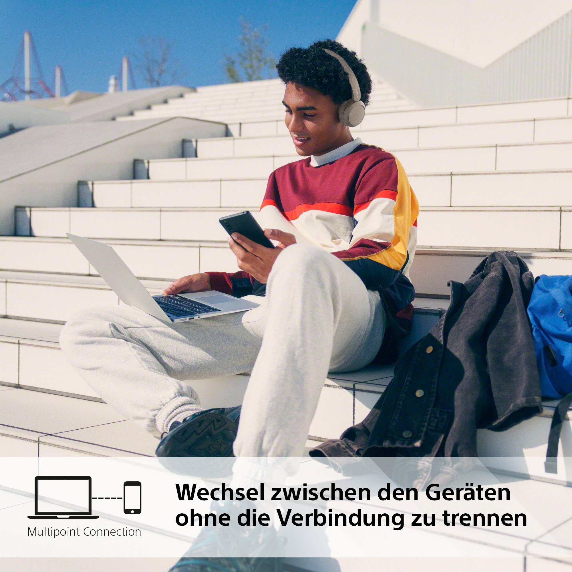 Sony WHCH520 On-Ear-Kopfhörer (Freisprechfunktion, Rauschunterdrückung, Google Assistant, Siri, Bluetooth, 50 Std. Akkulaufzeit)