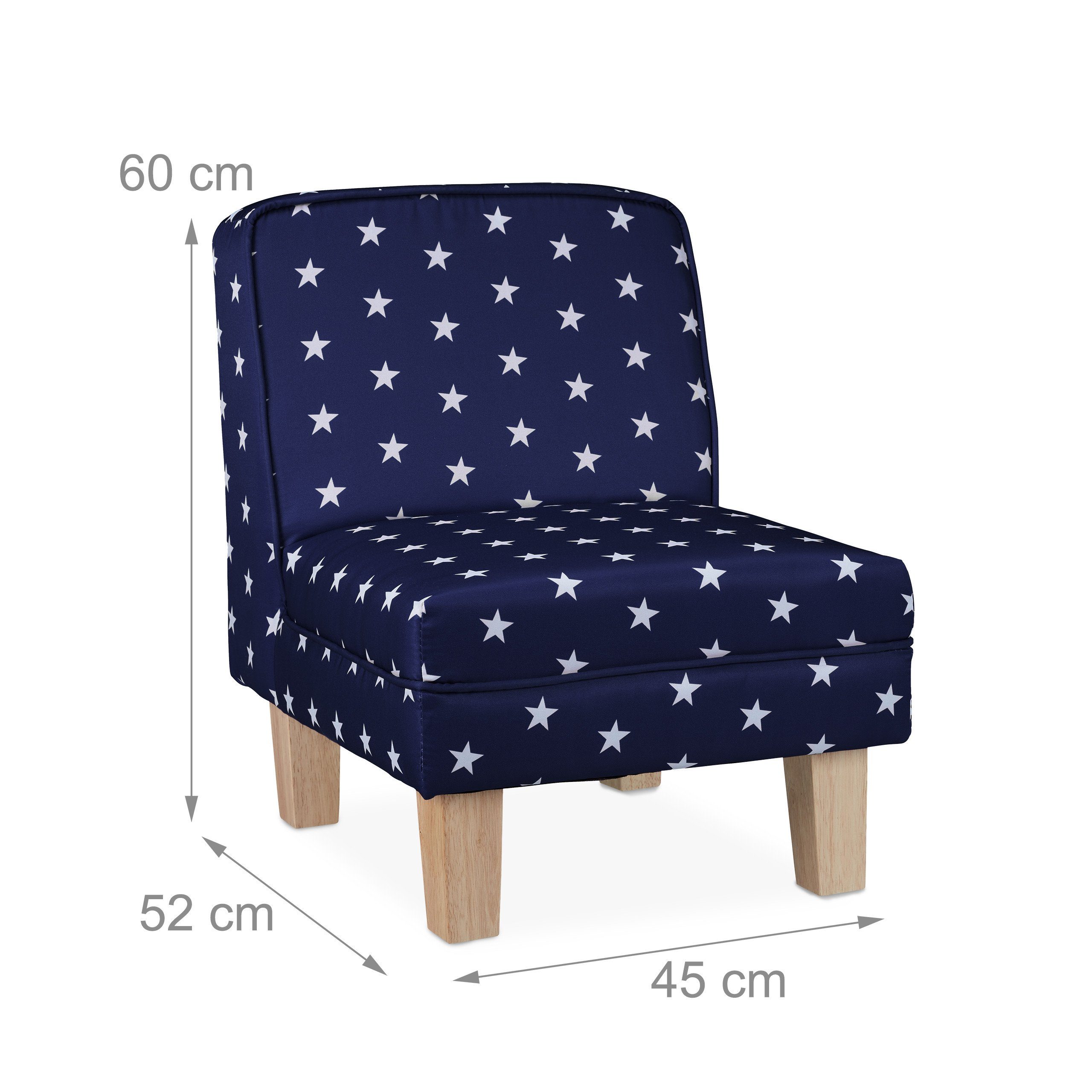 relaxdays Sessel Kindersessel mit Sternen, Dunkelblau