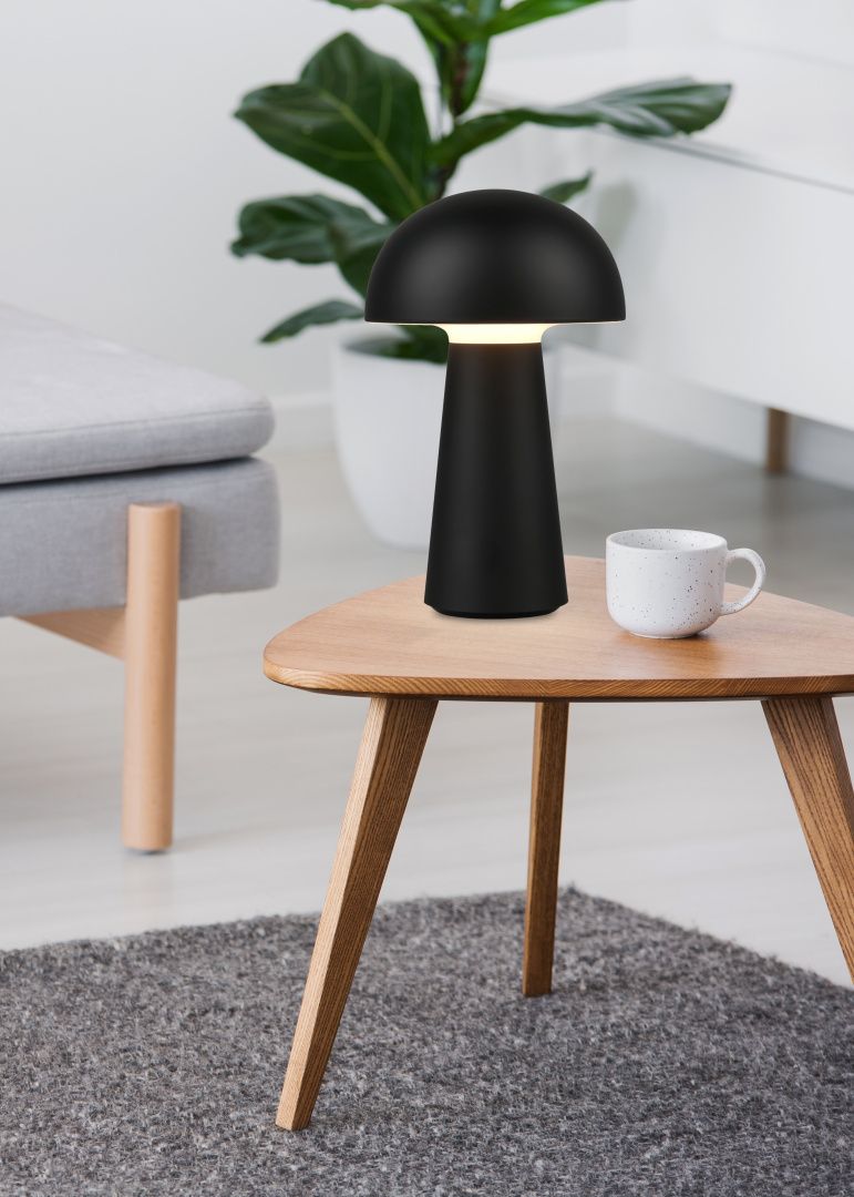 Reality Leuchten Akku Tischlampe Lennon Schwarz