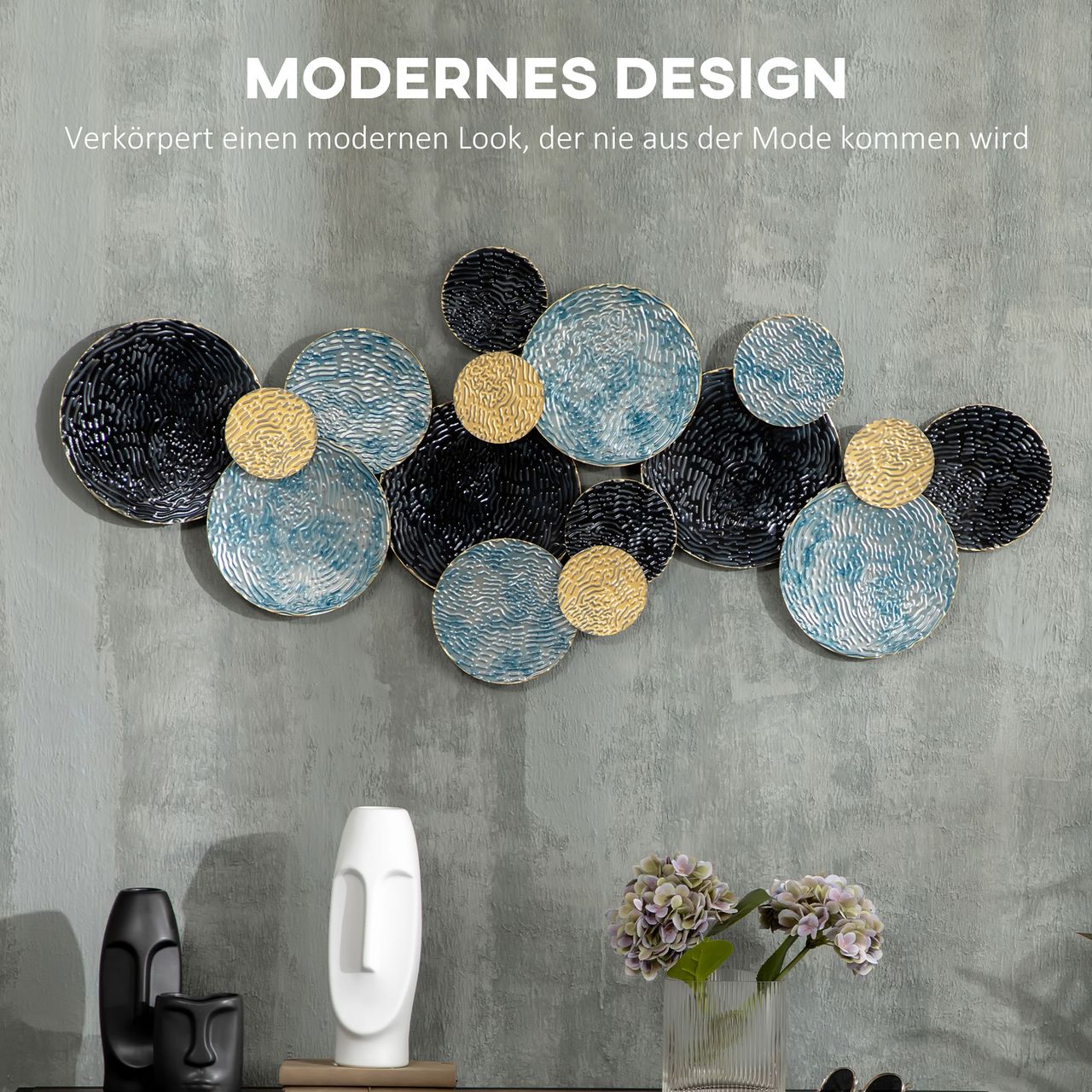 HOMCOM 3D Wandbild Metallbild für Esszimmer 121 x 53cm